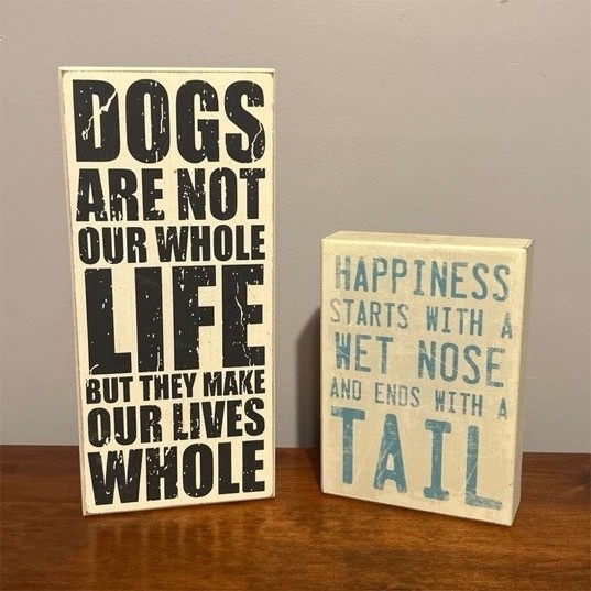 Kirkland’s Inspirational Dog Quote Wood Plaque Set, Decorative, Freestanding