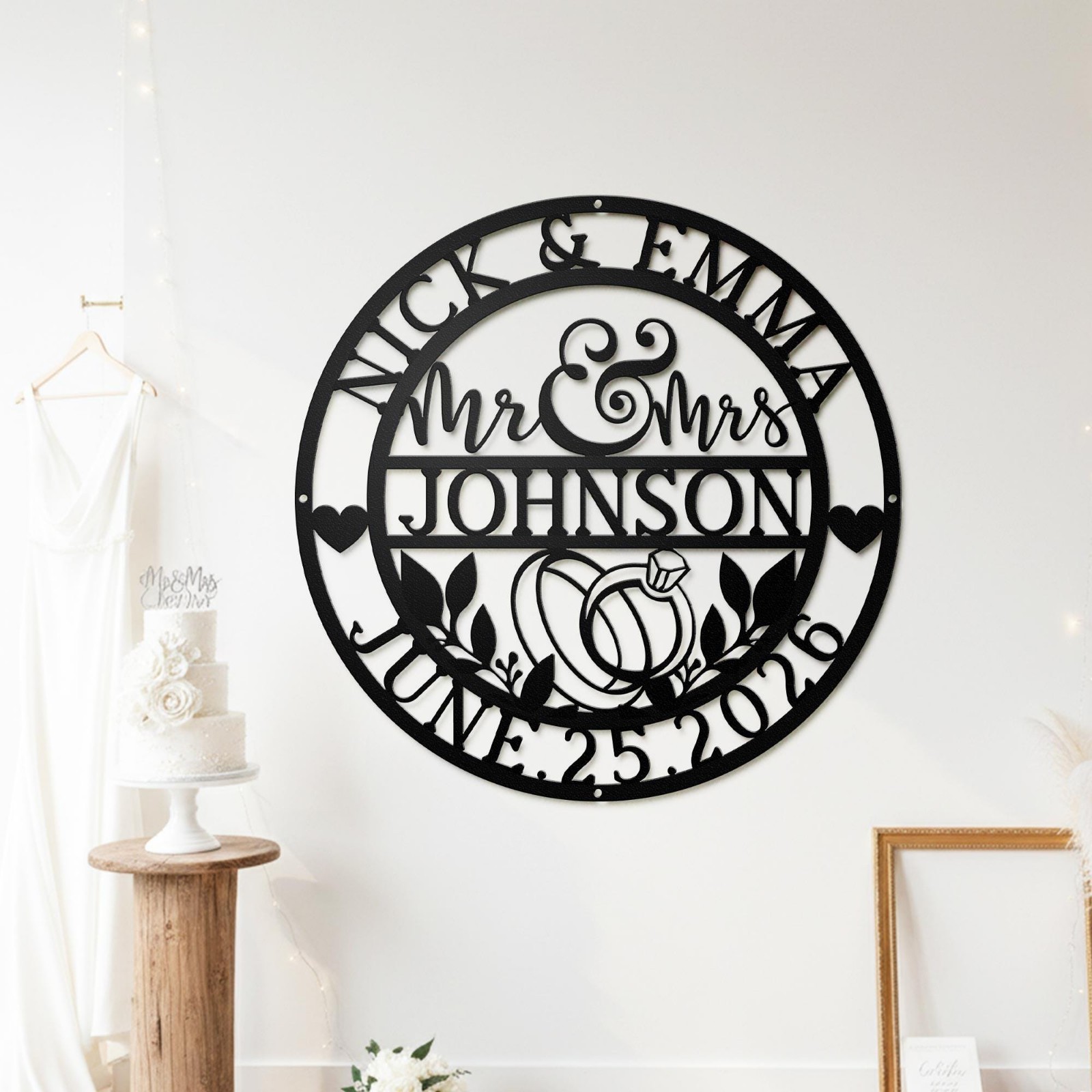 Personalized Mr and Mrs Metal Sign, Custom Wedding Gift Wall Decor