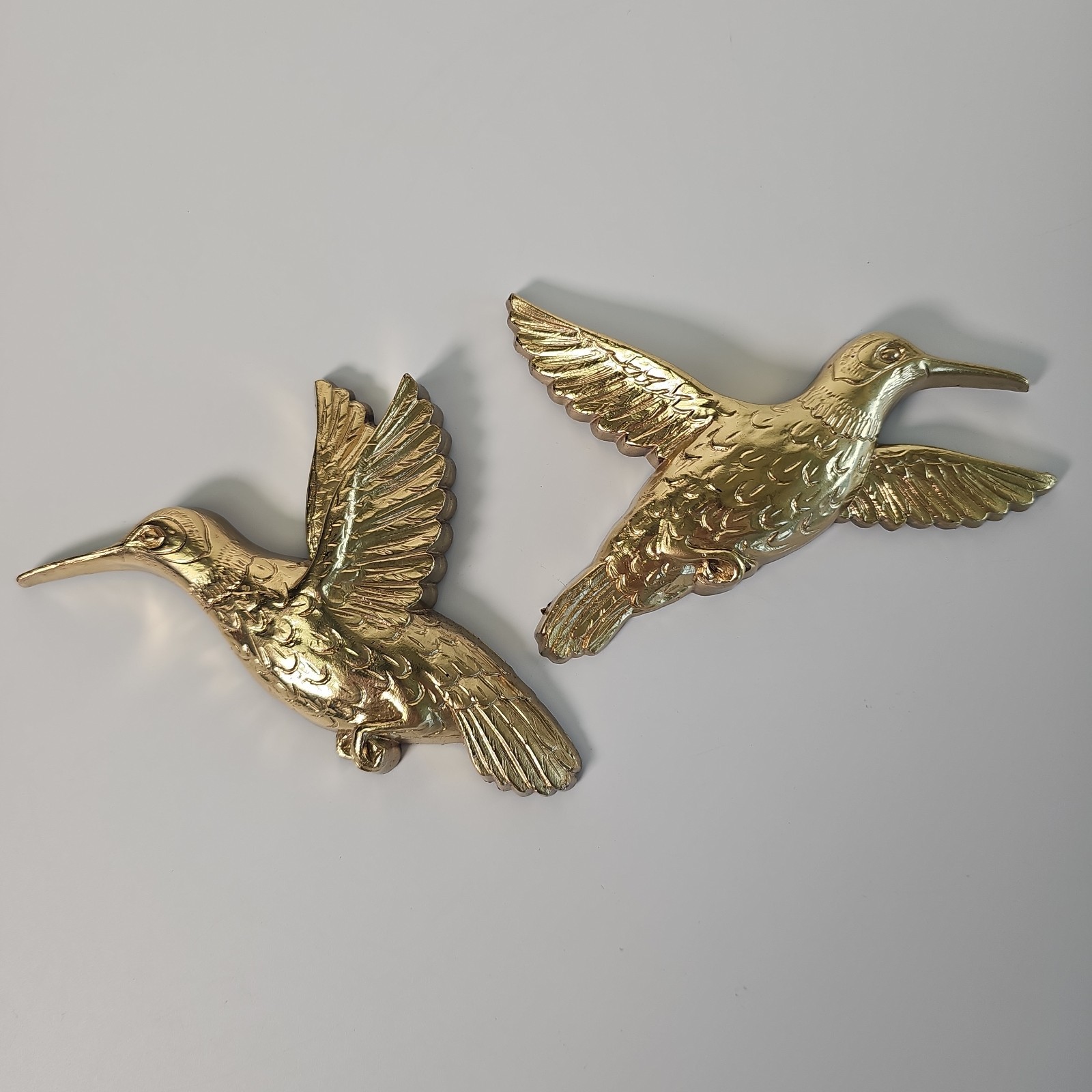 MCM Vintage Homco Gold Hummingbirds Wall Art Home Decor 7669 Made USA Lot of 2