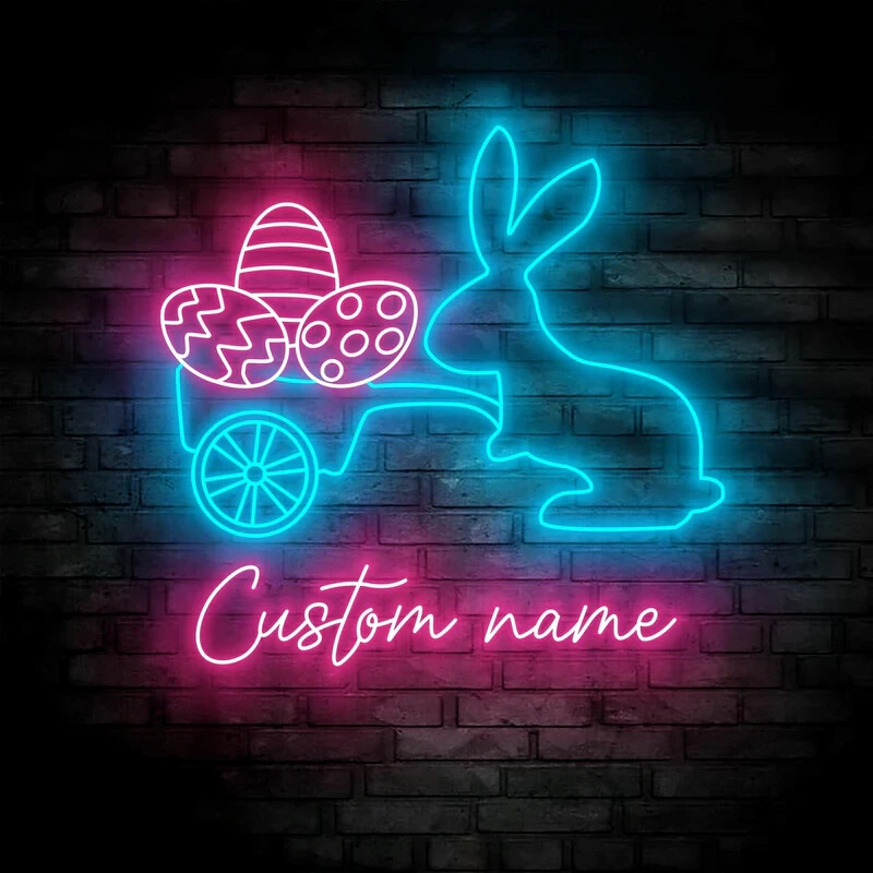 Personalized Easter Neon Sign – Bunny LED Light for Home & Party Decorations