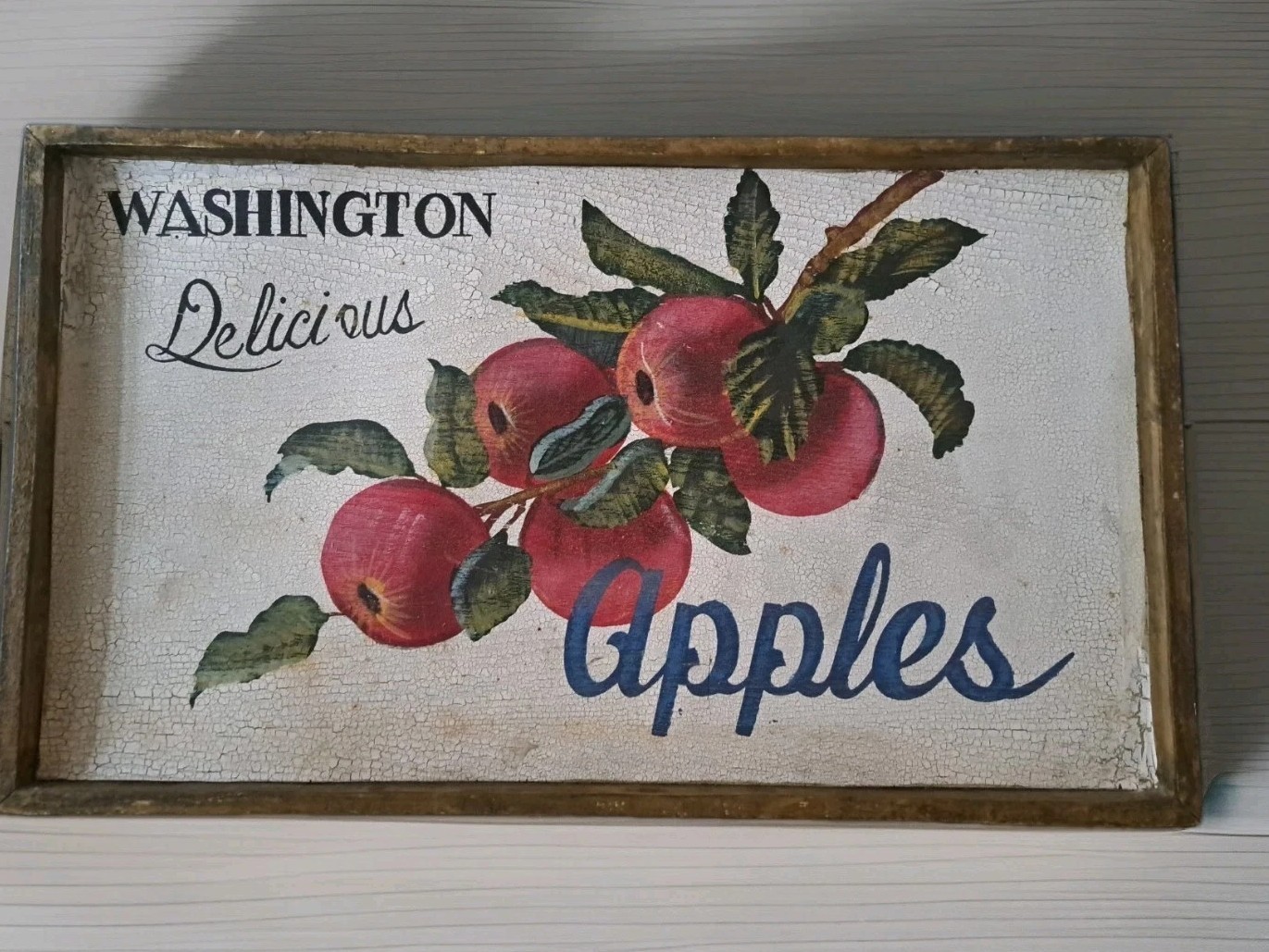 VTG Farmhouse Washington Delicious Apple Hand Painted Sign Distressed Kitchen