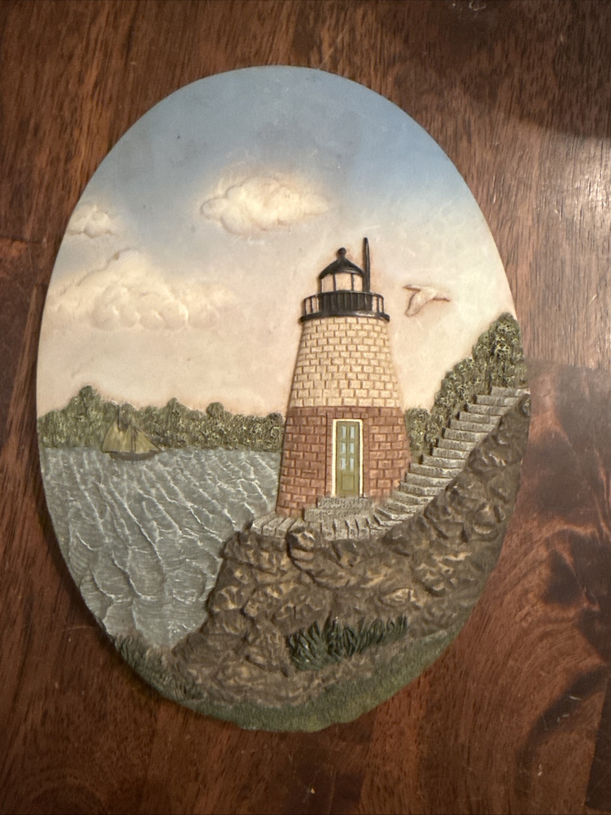 7.75” Castle Hill Lighthouse Hand-painted Resin Wall Art