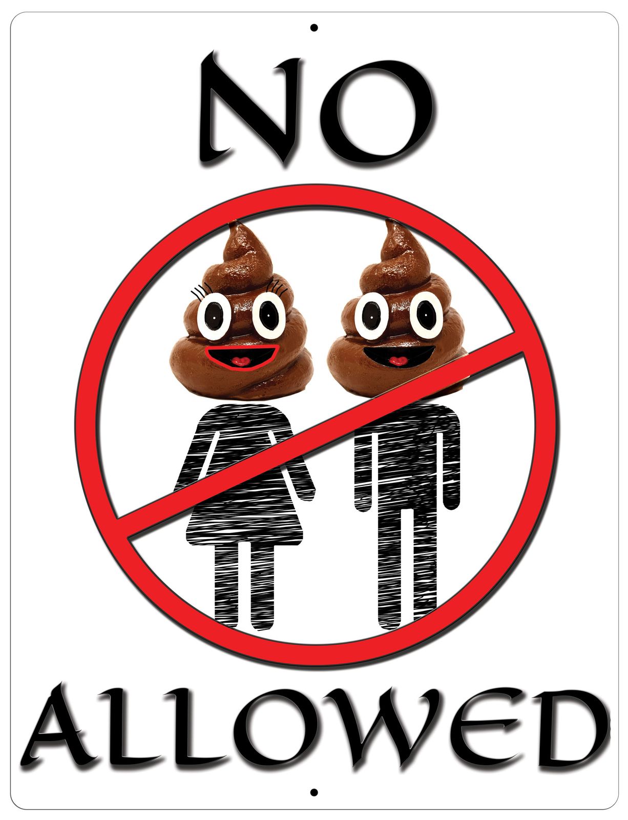 Flag Emotes Funny No Poop Heads Allowed Aluminum Sign 12×9 Wall Decor