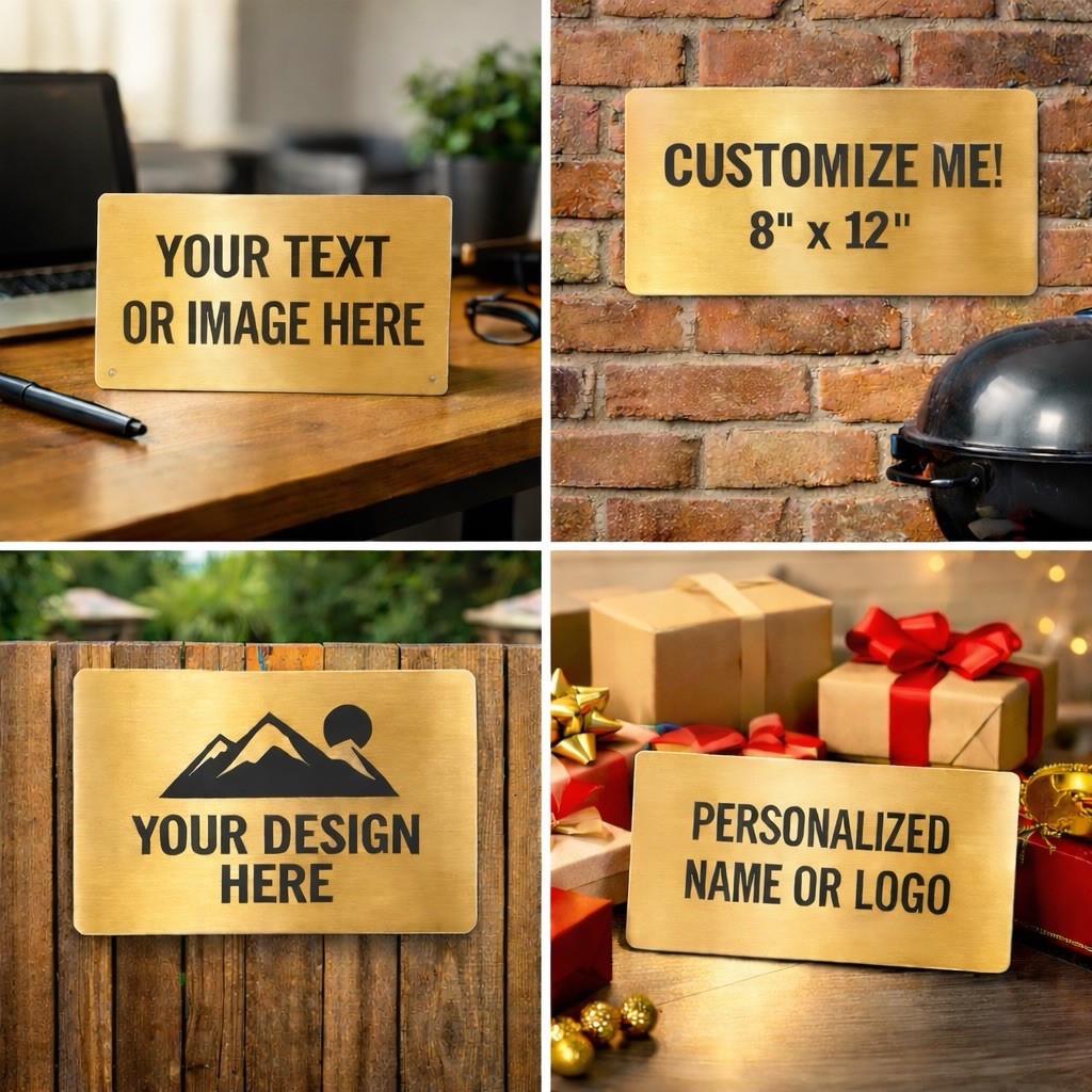 Custom Gold Aluminum Sign 8×12 Inches – Personalized Text or Image – Metal Plate