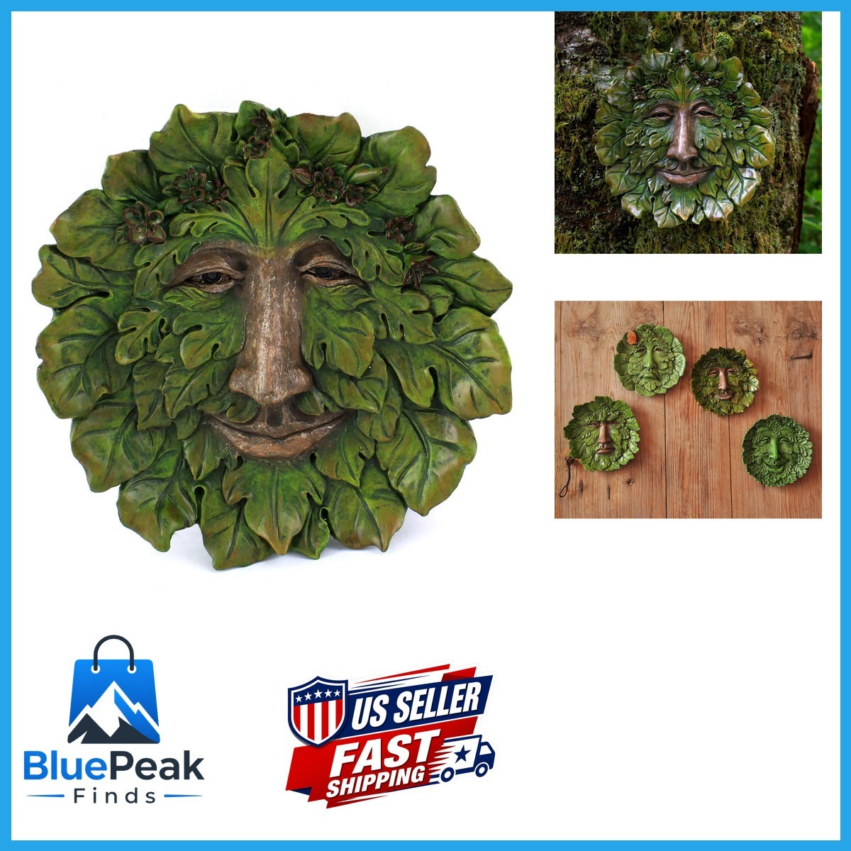 Top Collection Garden Fig Green Man Hanging Plaque, Large
