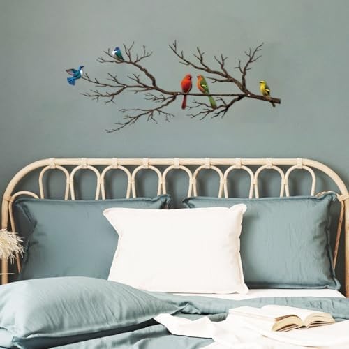 ESTART Metal Birds Wall Art, Metal Vivid Birds on Branch Silhouette Wall Decor B