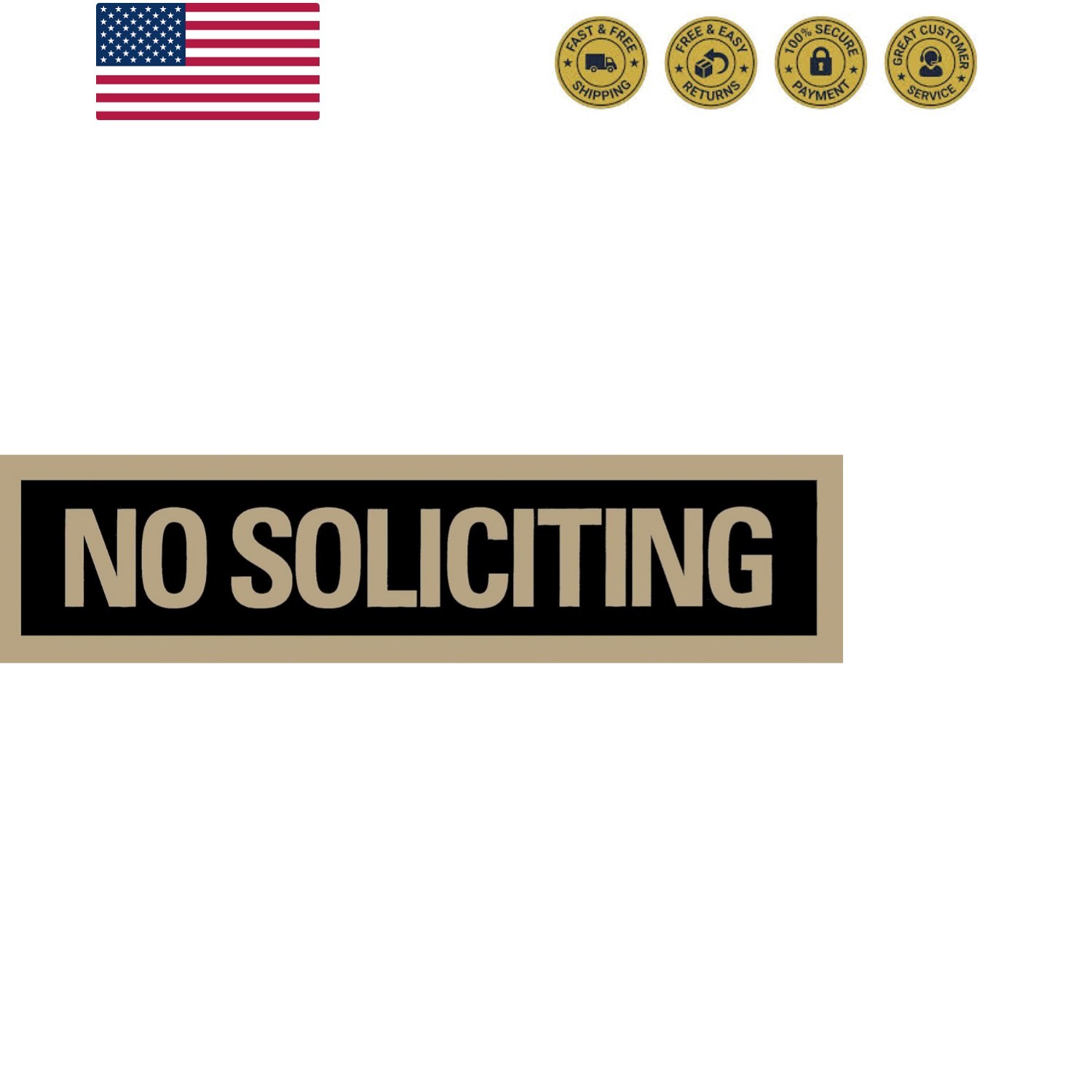 Durable Mylar No Soliciting Sign, 2×8 Inches, Perfect for Stylish Home Entryways