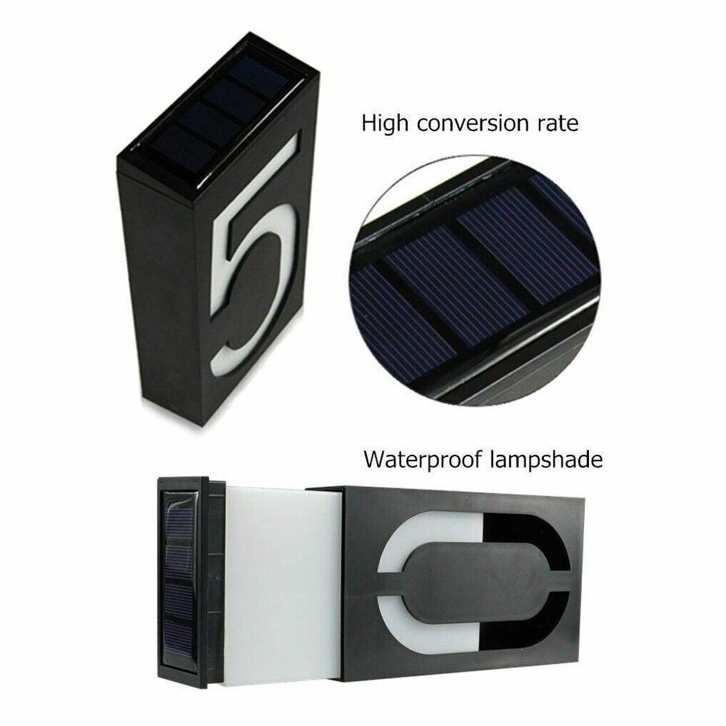 New Solar Power LED Number Sign Light House Hotel Door Address Digits Waterproof