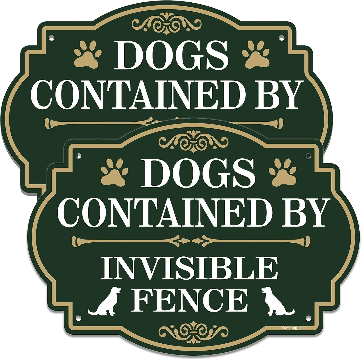 Dogs Contained by Invisible Fence Sign Aluminum 10X7In | 2 Pack Sturdy Durable P