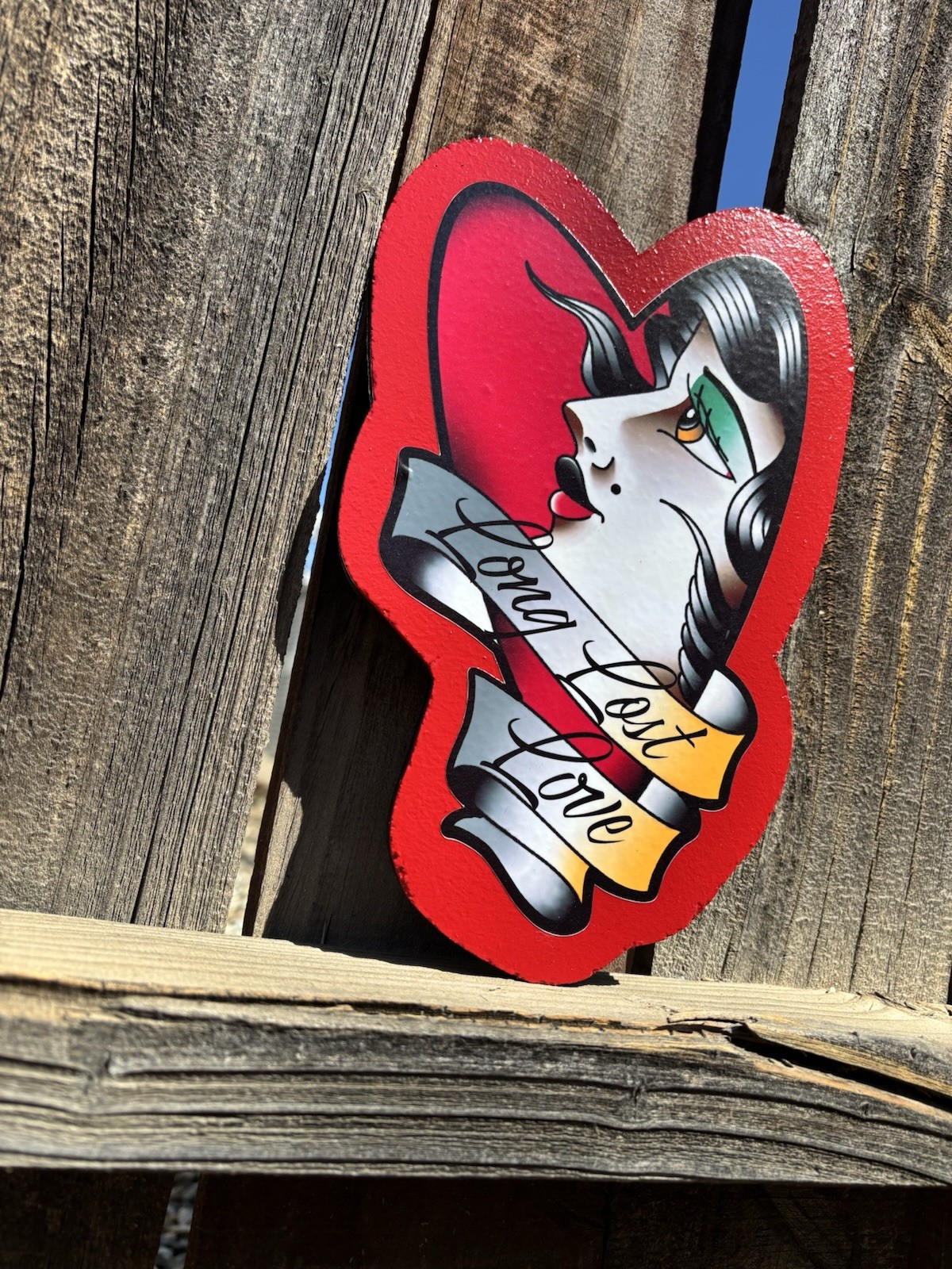 Handmade Halloween Love Lost Tattoo Flash Shop Design Sign Plaque