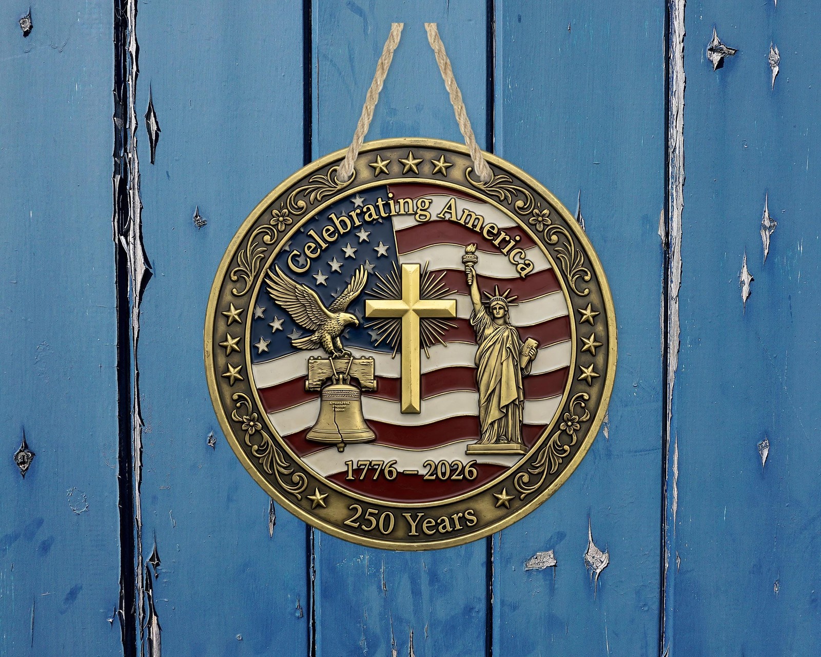 Aluminum Door Sign Patriotic Wreath Indoor Outdoor Waterproof Durable