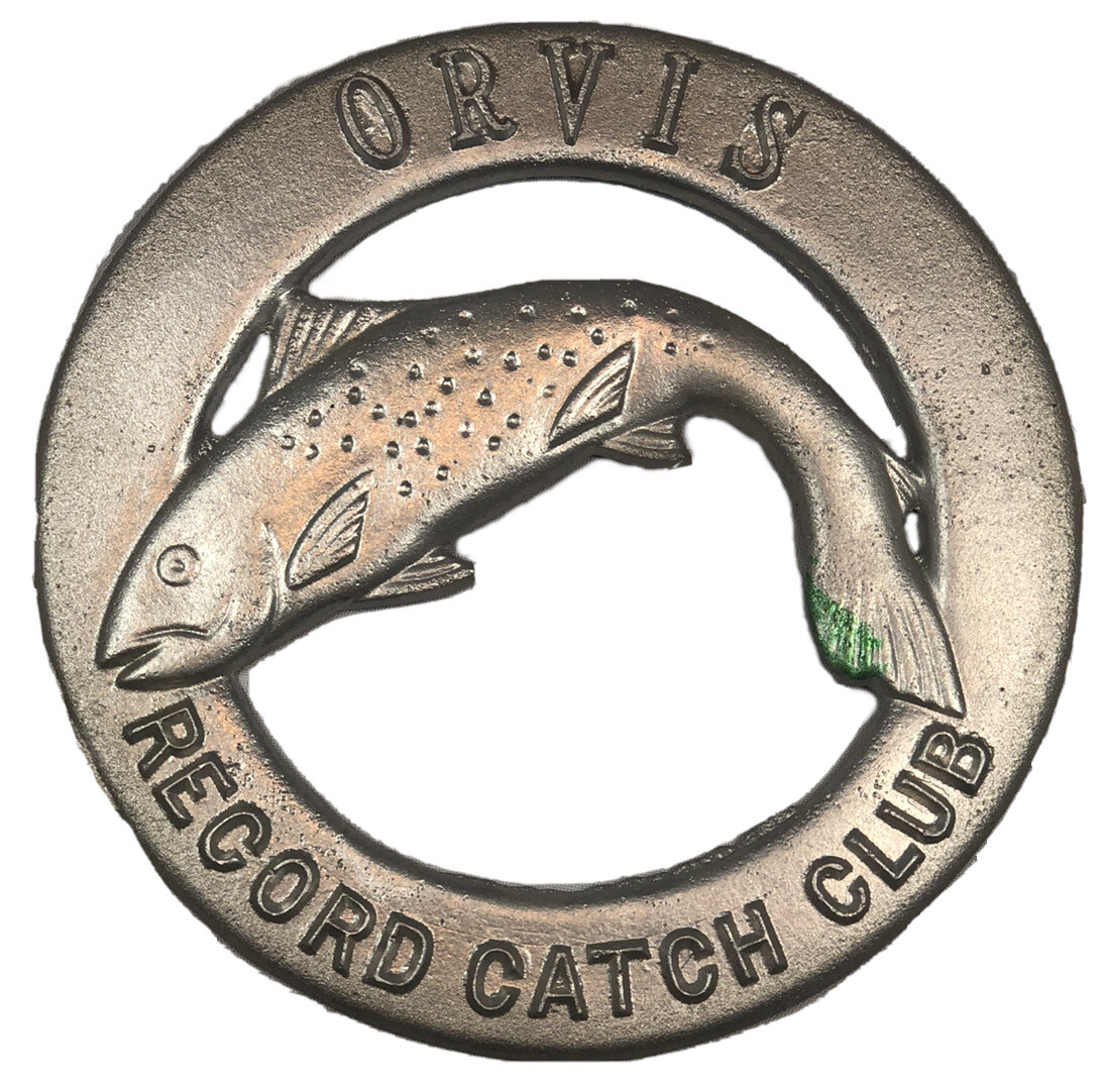 ORVIS Record Catch Club Fishing Cast Aluminum Metal Plaque Unpainted 7”