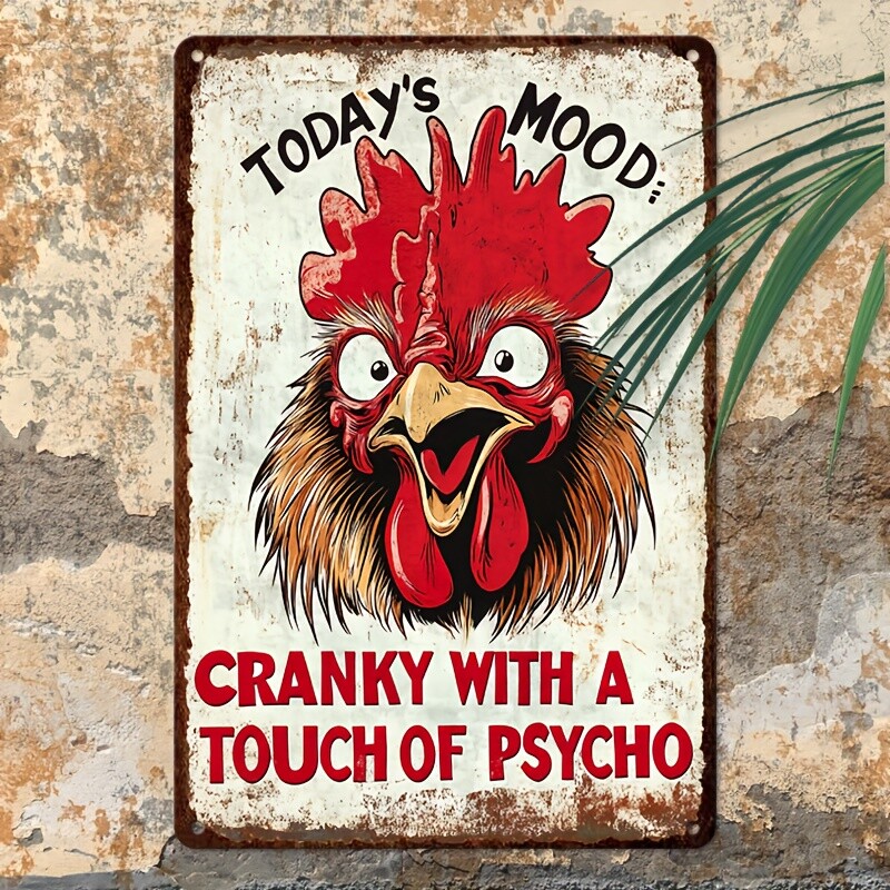Rustic Tin Metal Signs (12X8 inches/ 30X20cm), Funny Rooster Quote, Vintage