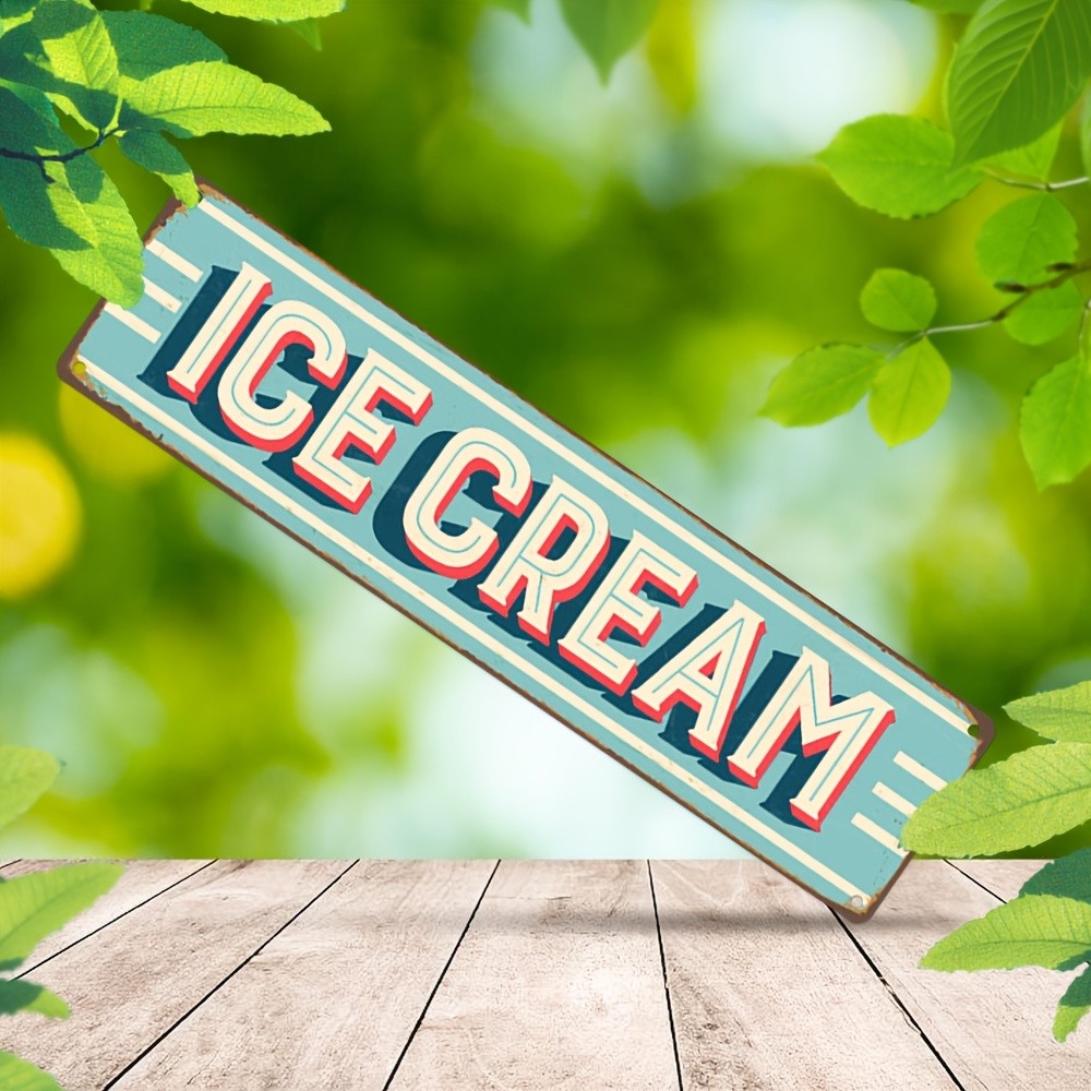 Vintage Ice Cream Metal Sign 10cm X 40cm Green Red