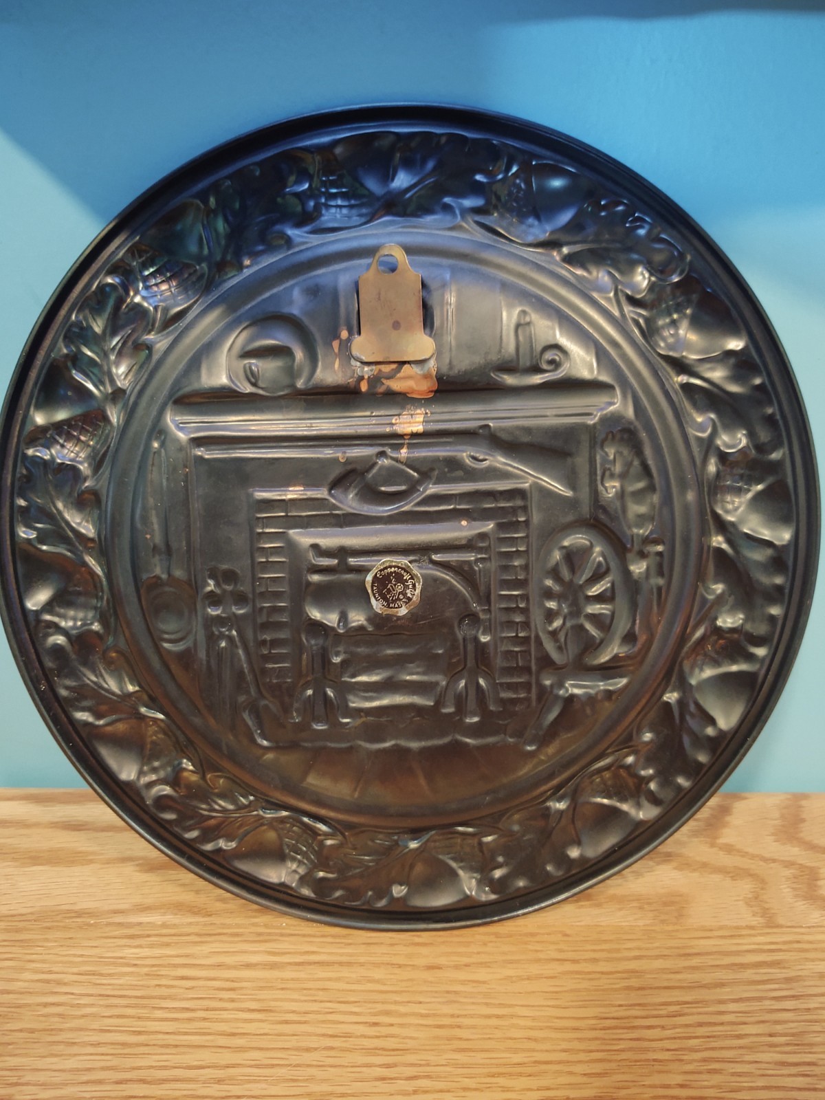 Vintage Coppercraft Guild Copper Wall Plate Colonial Fireplace Hearth 11” USA