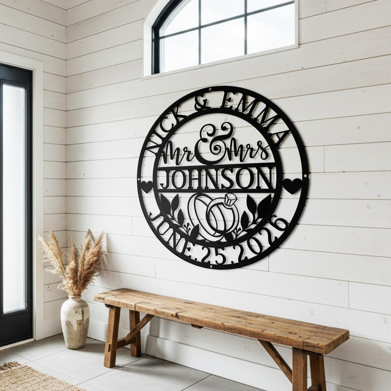 Personalized Mr and Mrs Metal Sign, Custom Wedding Gift Wall Decor