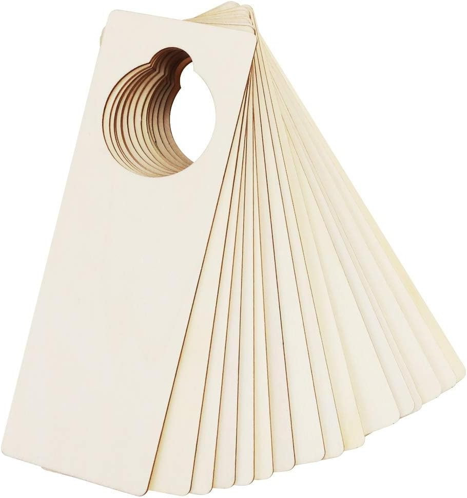 16 PCS 9.5″X 3.25″ X 0.1″ Unfinished Wooden Door Knob Hangers – Blank for DIY Cr