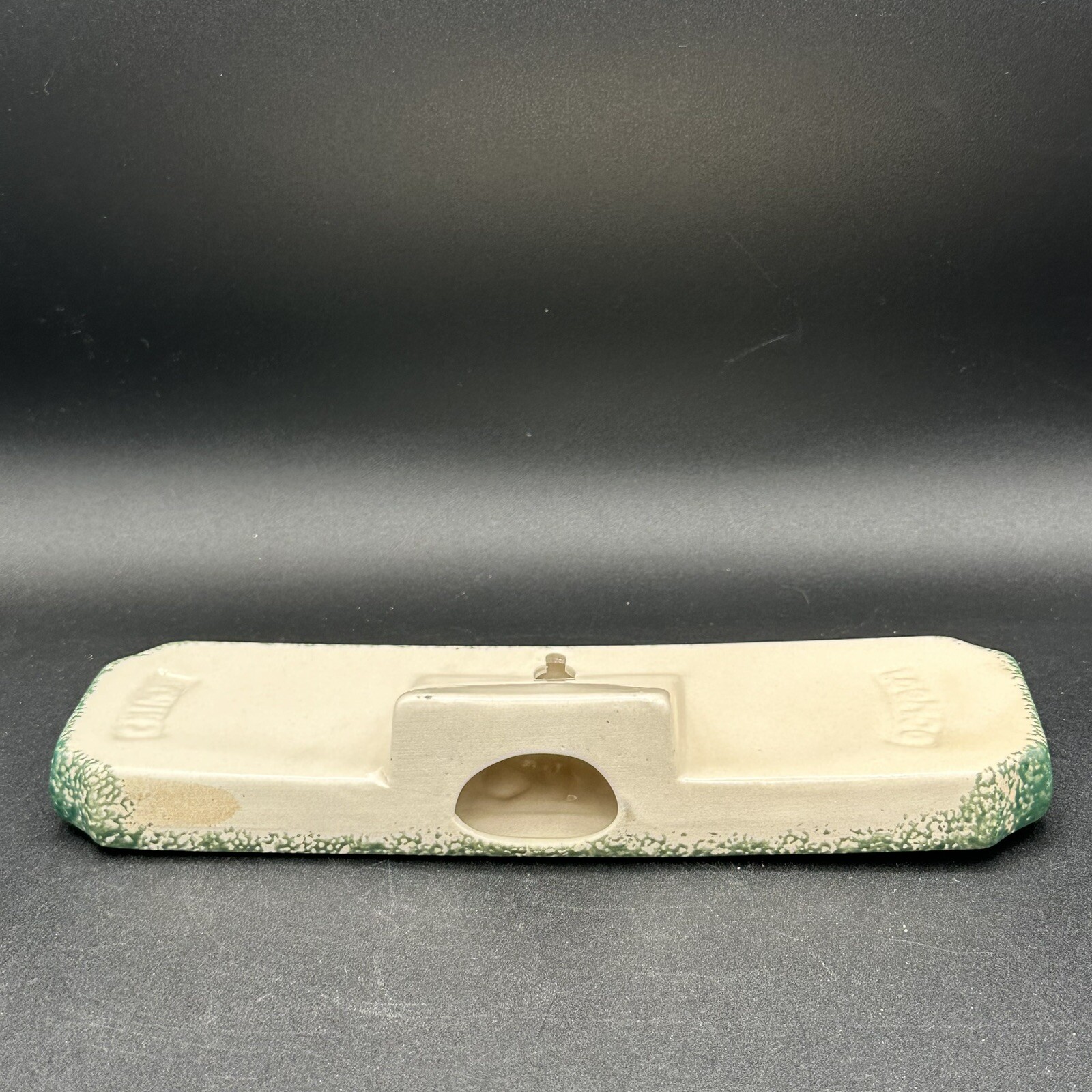 Vintage 1997 Loomco NO SMOKING Sign Glazed Ceramic White Green Spongeware