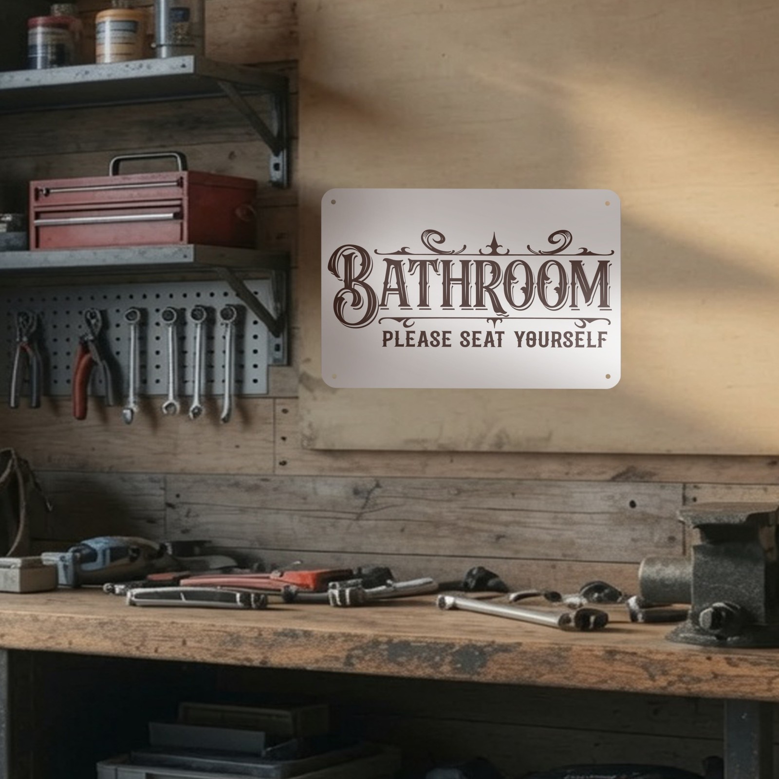 Please Seat Yourself Bathroom 12×8 Inch Aluminum Tin Sign 4 Holes – ETIN1168