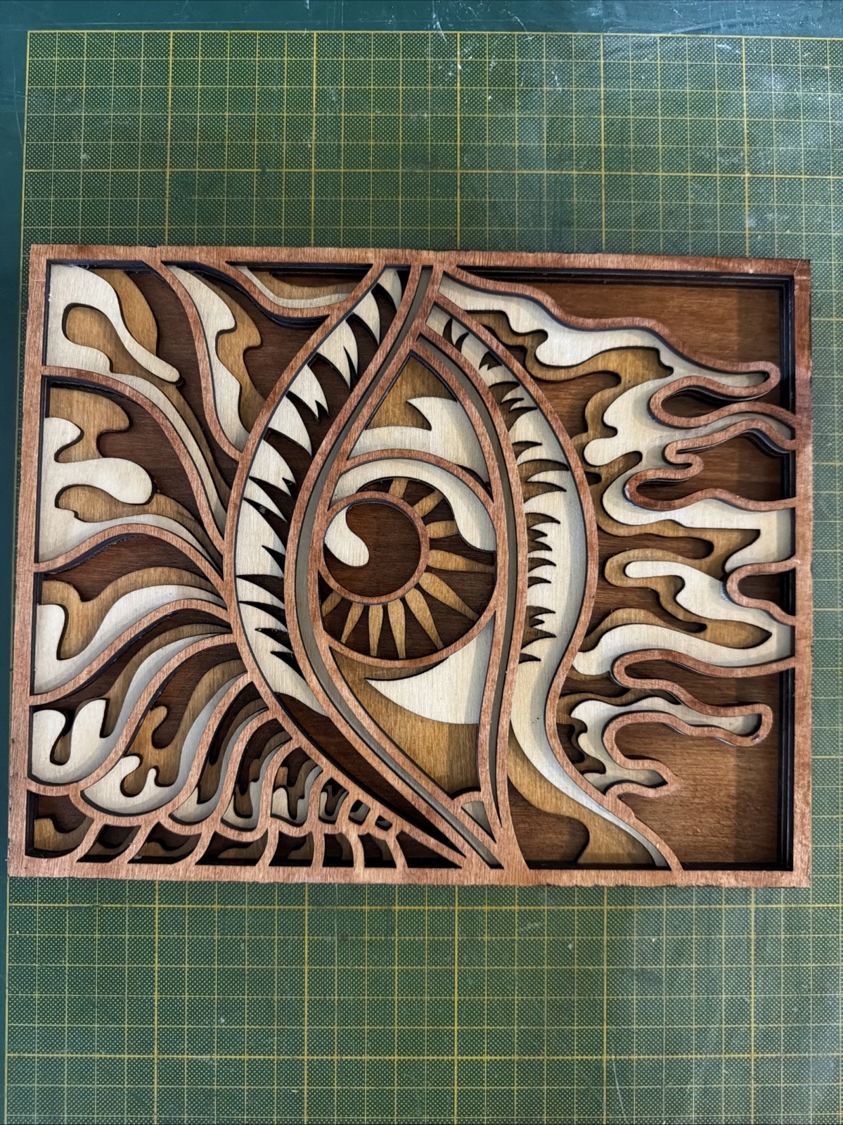 Mandala Eye MultiLayered Wood Wall Art 8×10 inches Handcrafted