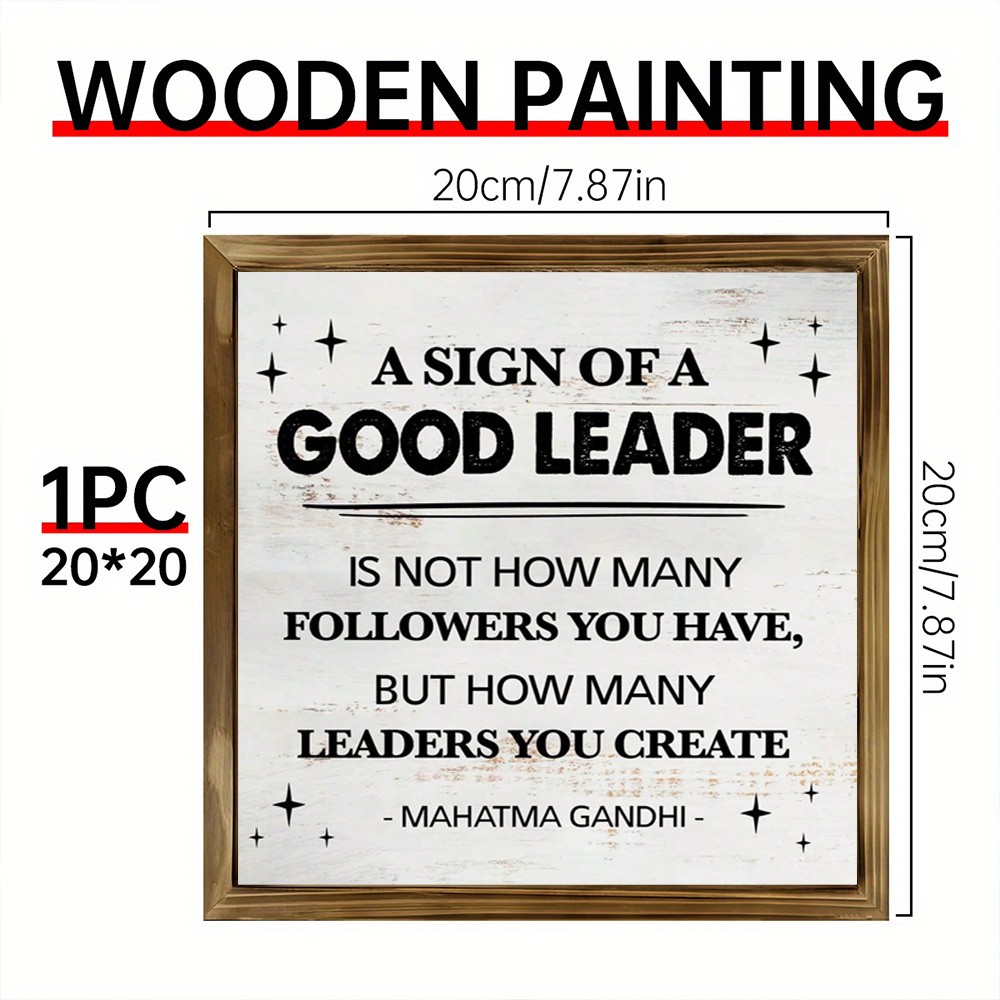 Inspirational Leader Quote Wooden Sign Rustic Farmhouse Decor for Office Study