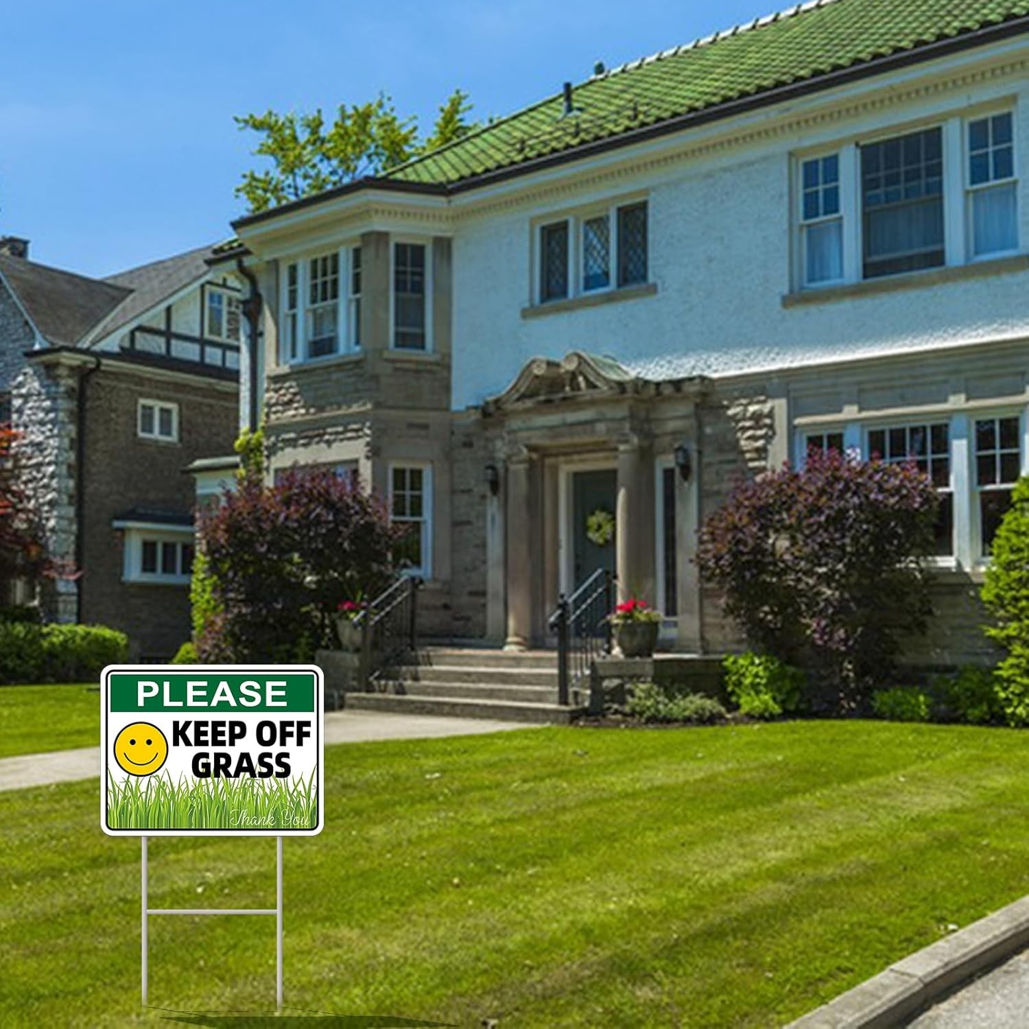 GXGGUS Keep Off Grass Yard Signs 13×10 Double Sided H Stakes 4 Pack
