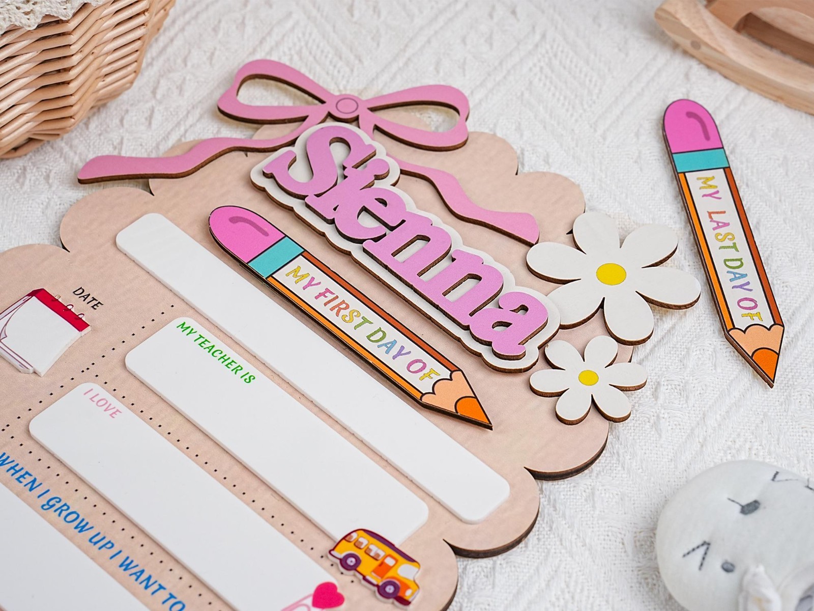 Custom First Day of School Sign, Personalized Reusable School Board