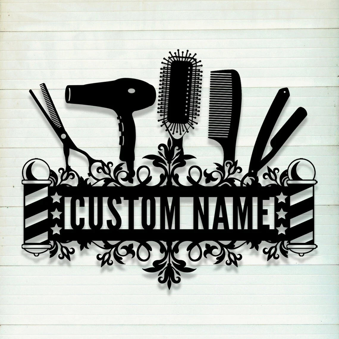 Personalized Hair Stylist Metal Sign Custom Name Hair Salon Barber Wall Art Deco