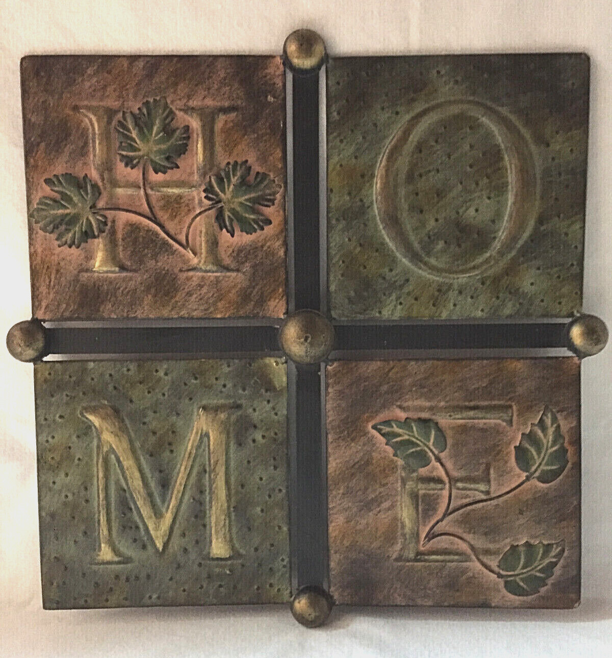 Metal Wall Art 2 Dimensional Picture Plaque 4 Sections “H-O-M-E”