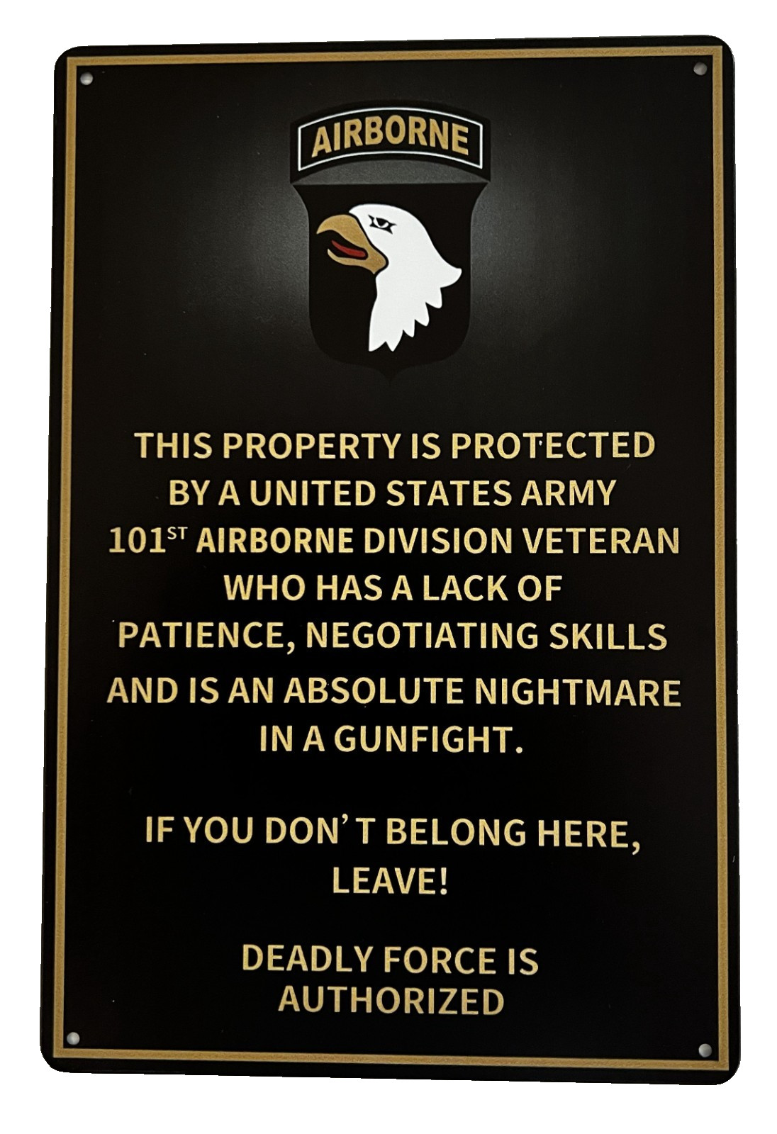 101st Airborne Tin Sign (82nd Delta Ranger Special Forces Army Iraq OEF OIF) W69