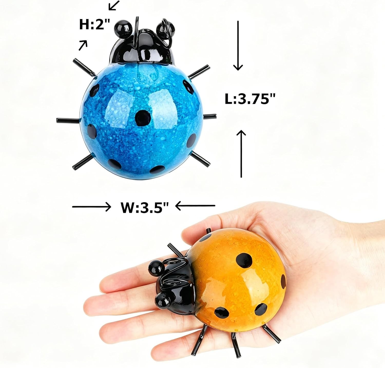 Metal Garden Wall Art Set of 4 Cute Ladybug Outdoor Sculptures