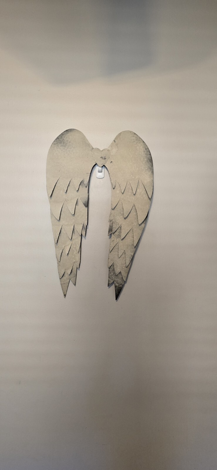 Angel Wings Wall Decor Metal Plaque Rustic Farmhouse Hanging Art Cream Tone