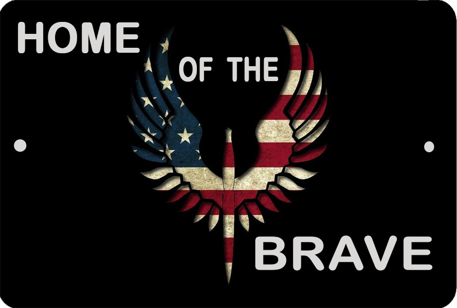 USA Home of the Brave United States Sign 8 x 12 Wings Patriot Emblem