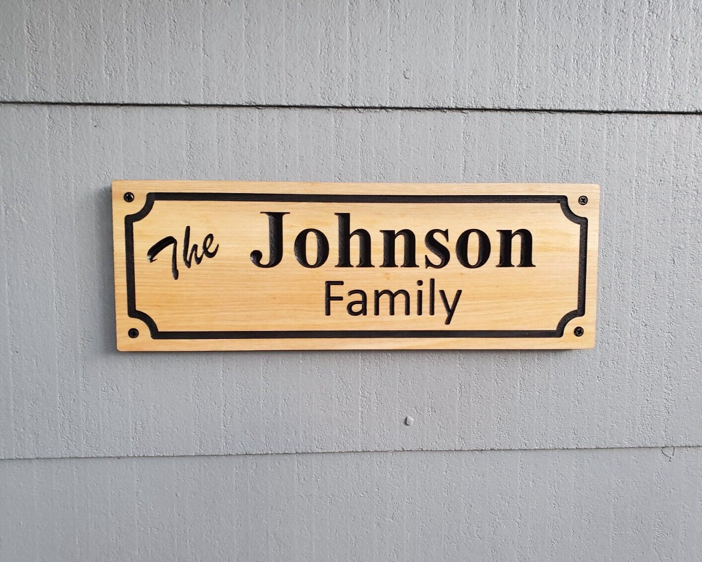 Custom Family Sign Carved Last Name Wood Plaque Cedar Walnut Personalized Wooden