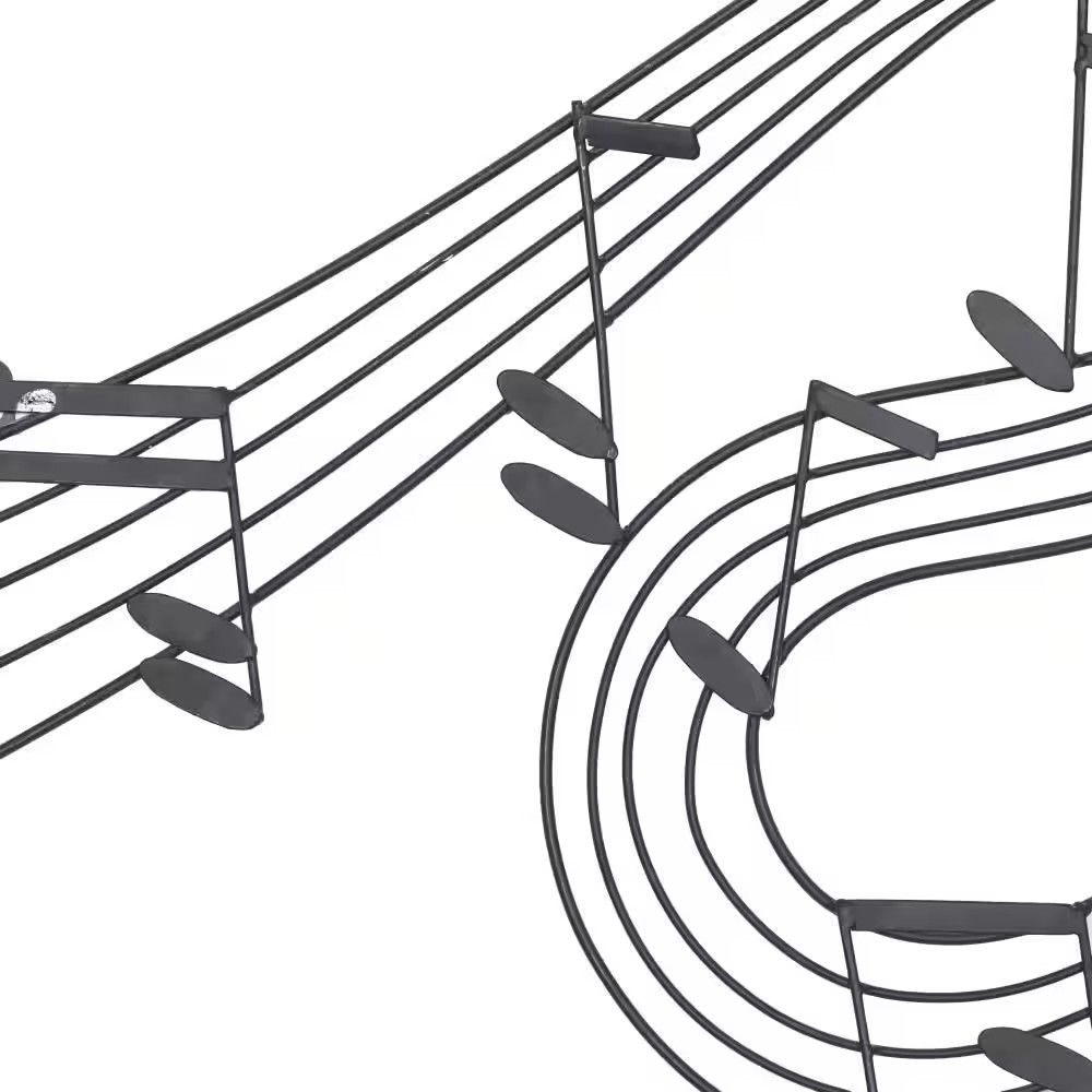 33 In. X 19 In. Metal Black Notes Musical Notes Wall Decor