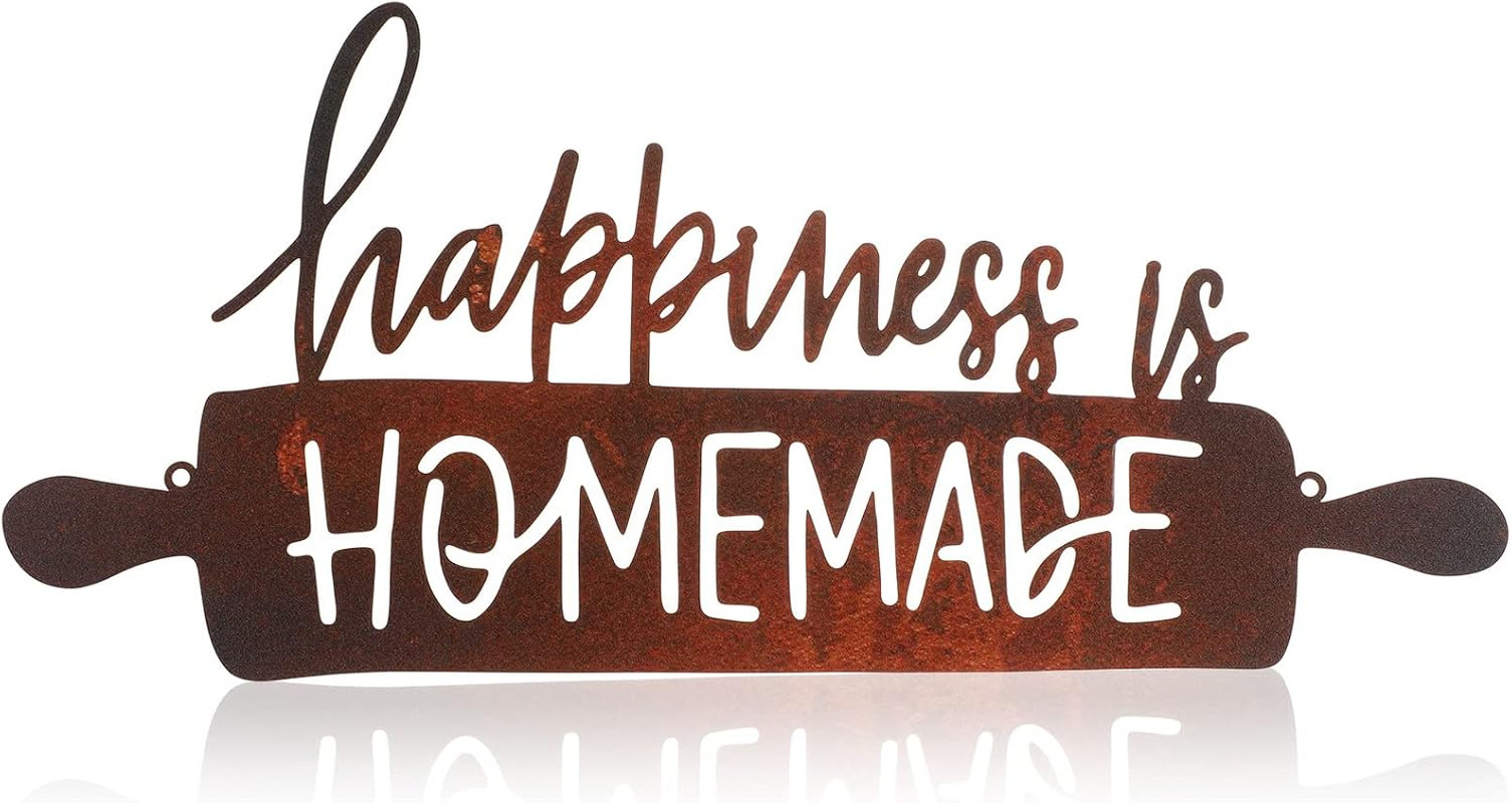 Kitchen Wall Art Decor Happiness Is Homemade Metal Sign Rustic Farmhouse Kitchen
