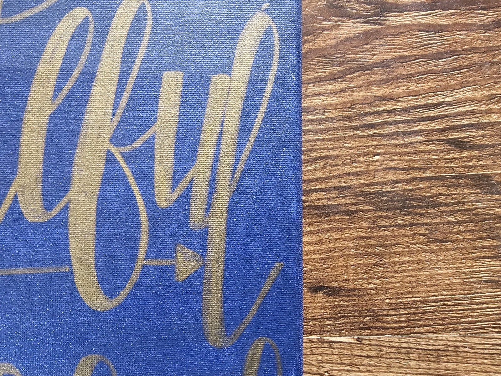 “Grateful And Blessed” Vinyl W/Wood Frame Blue/Gold Hanging Wall Decor 12″ X 12″