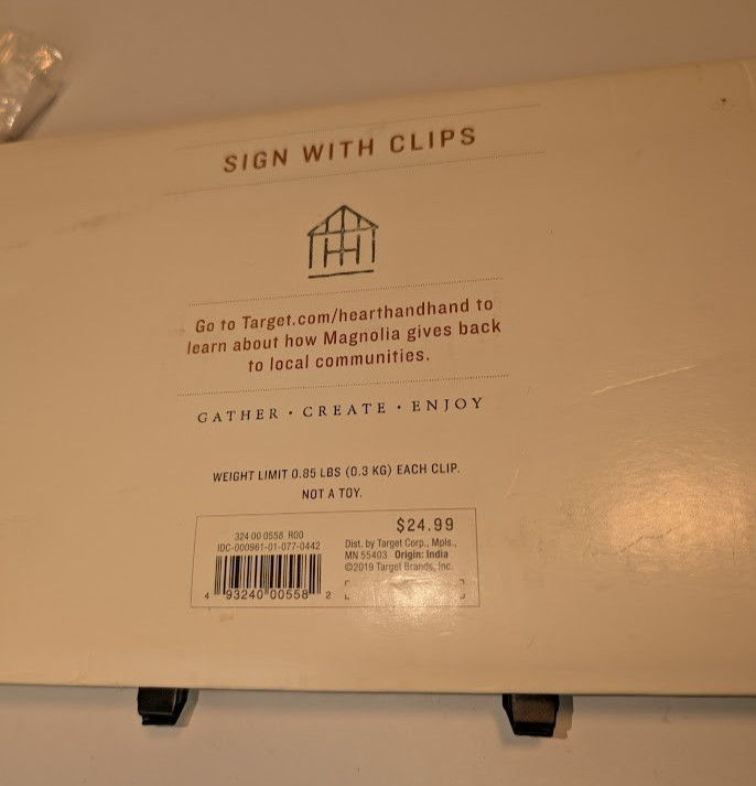 Lost Socks Sign With 6 Clips and Hardware to hang it by 5″ x 23 3/4″ White Black
