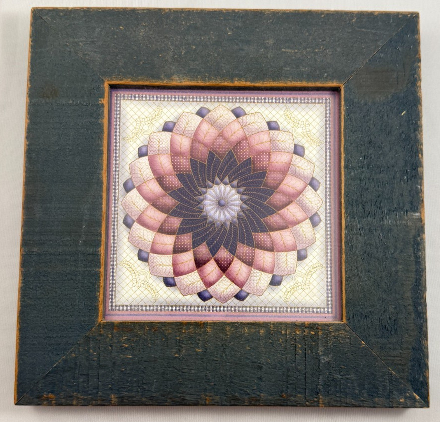 Charcoal Gray Frame – Wall Art – Vintage – Purple/Pink – Quilt Print