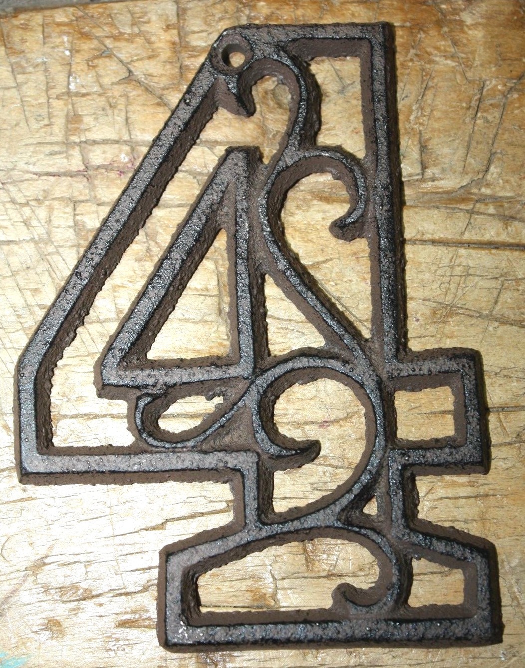 Rustic BROWN Cast Iron Metal House Number Street Address 4 1/2 INCH Phone # 4