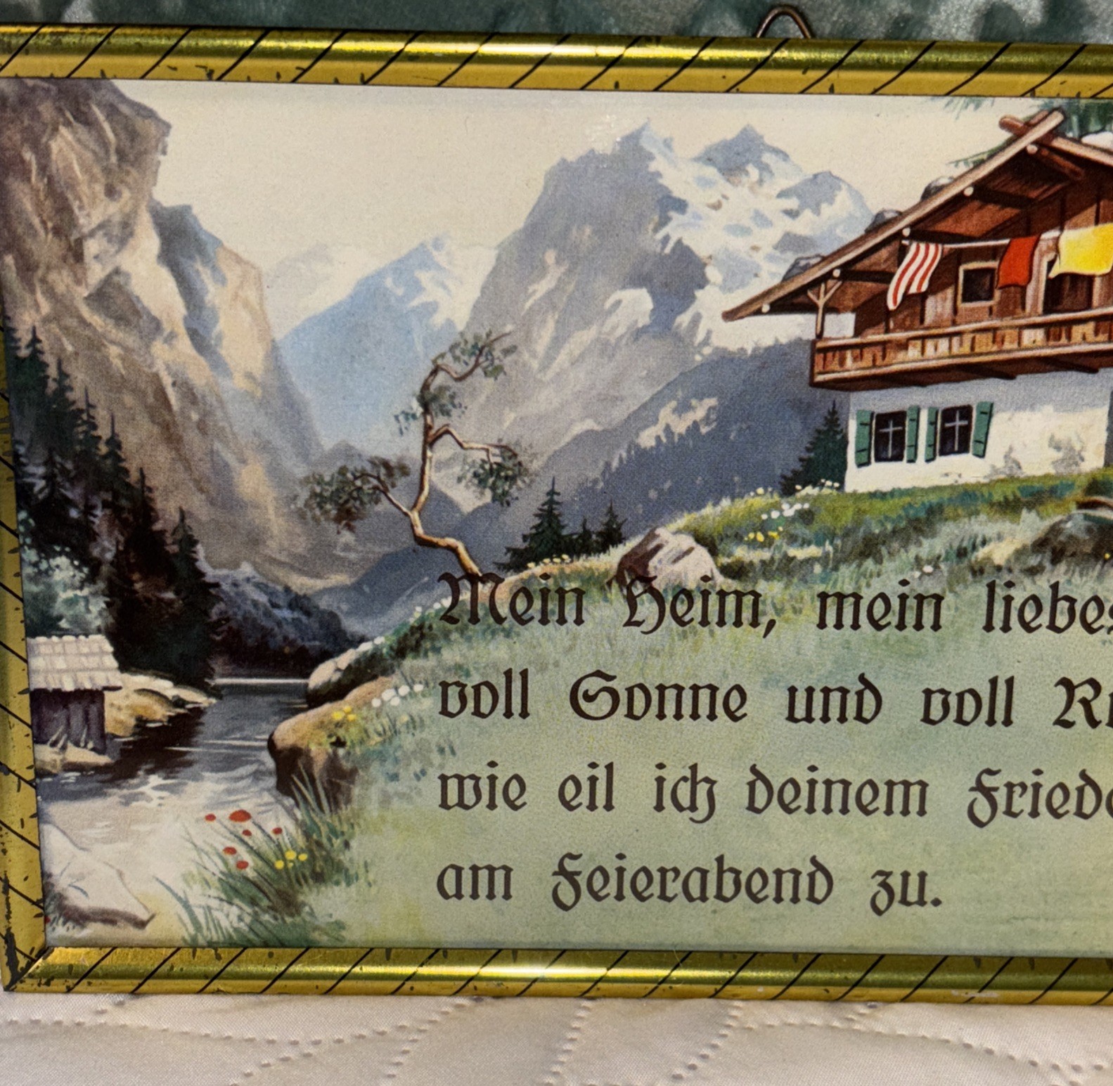 Vintage German Haussegen, “ My Home My Dear Little One”, Longing For Home