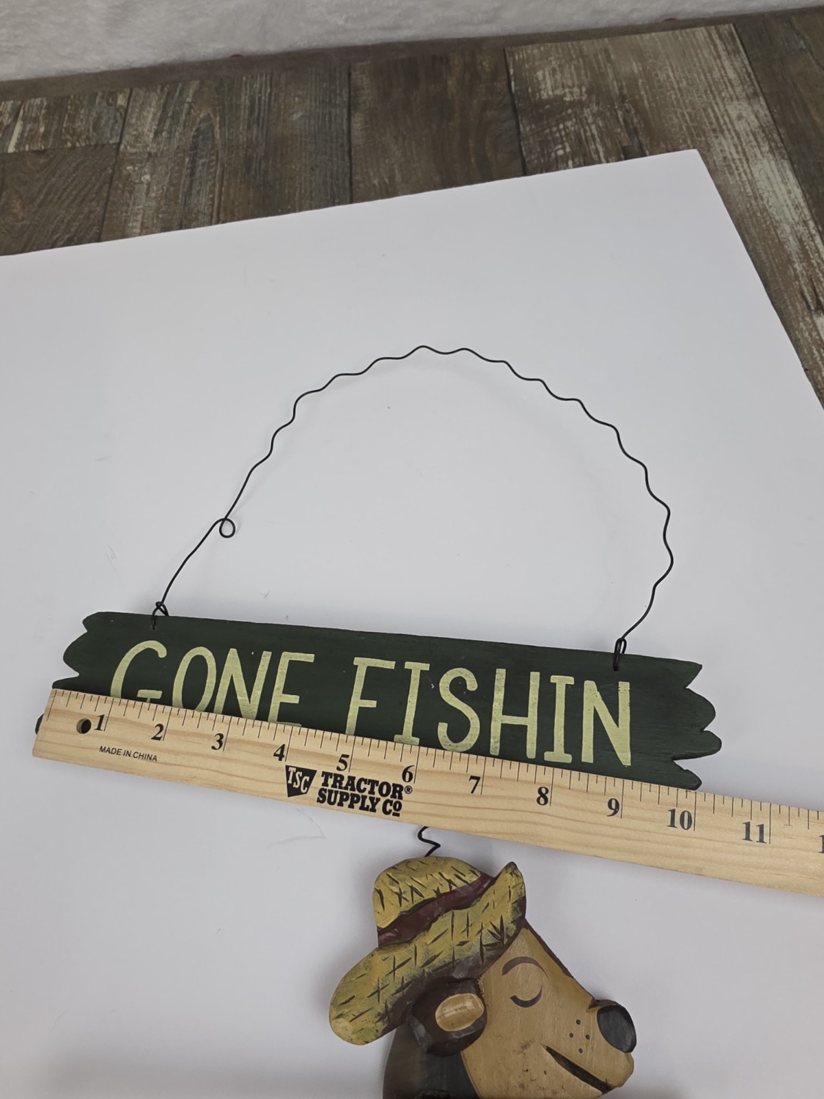 Handmade Wooden Sign Bear Gone Fishing . Cabin Decor Man Cave. 🤎💜🩵💛