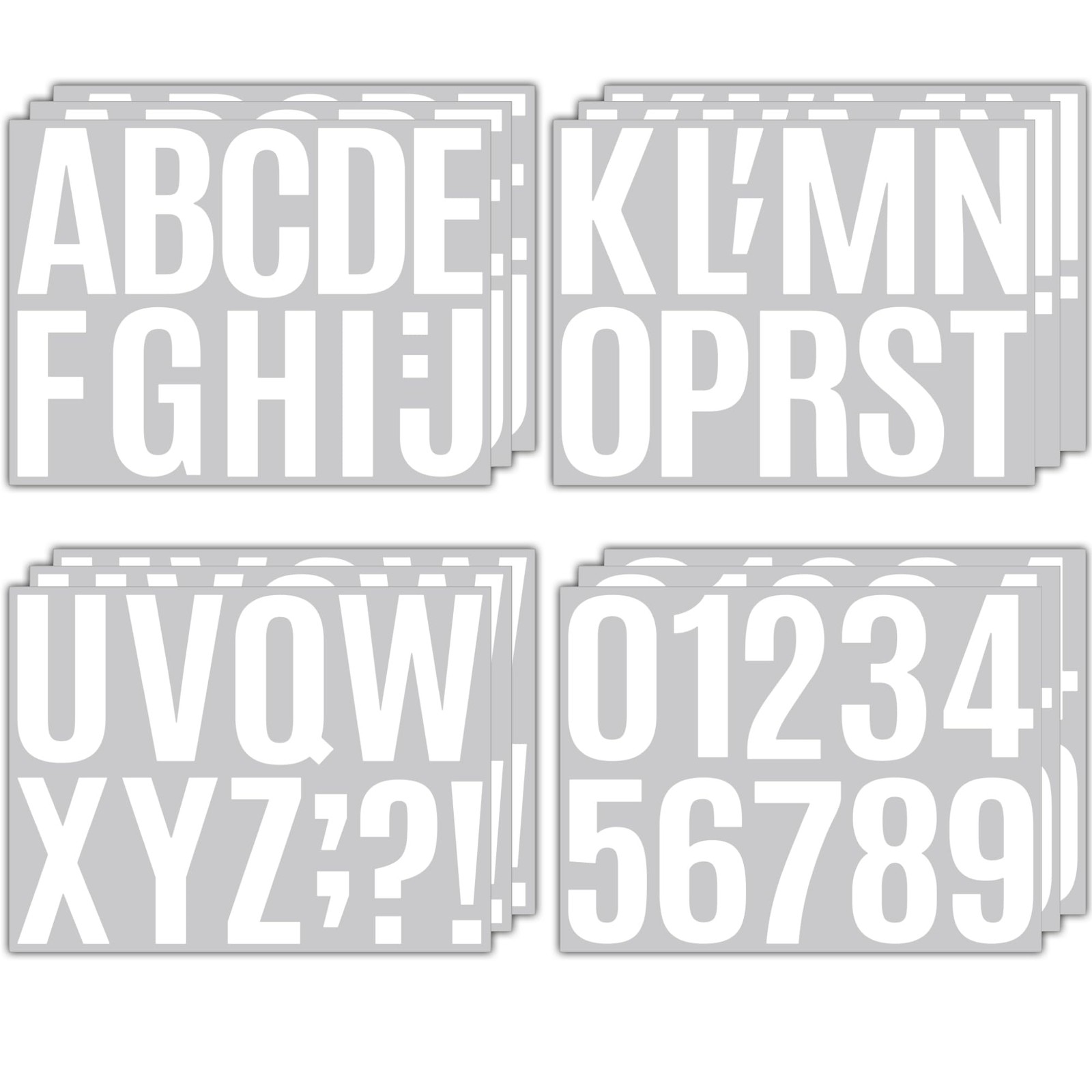 15 Sheets 4 Inch Self Adhesive Vinyl Letters and Numbers Stickers, White