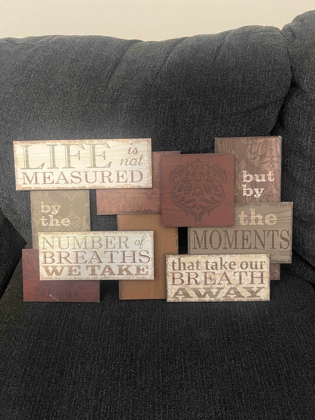 Inspirational Quote Wood Plaque, Brown & Beige, Rustic Rectangular Wall Sign