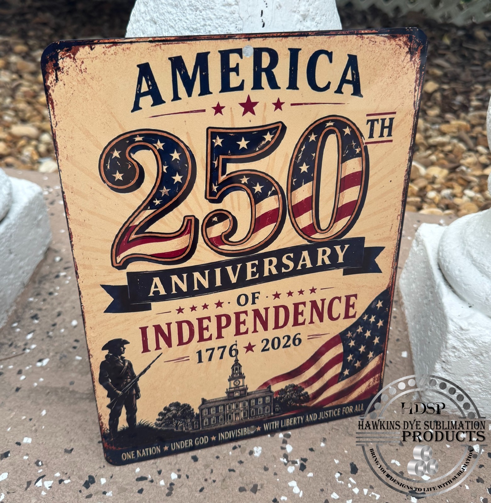 America 250th Anniversary Sign 1776-2026 Patriotic USA Metal Wall Decor 9″x12″