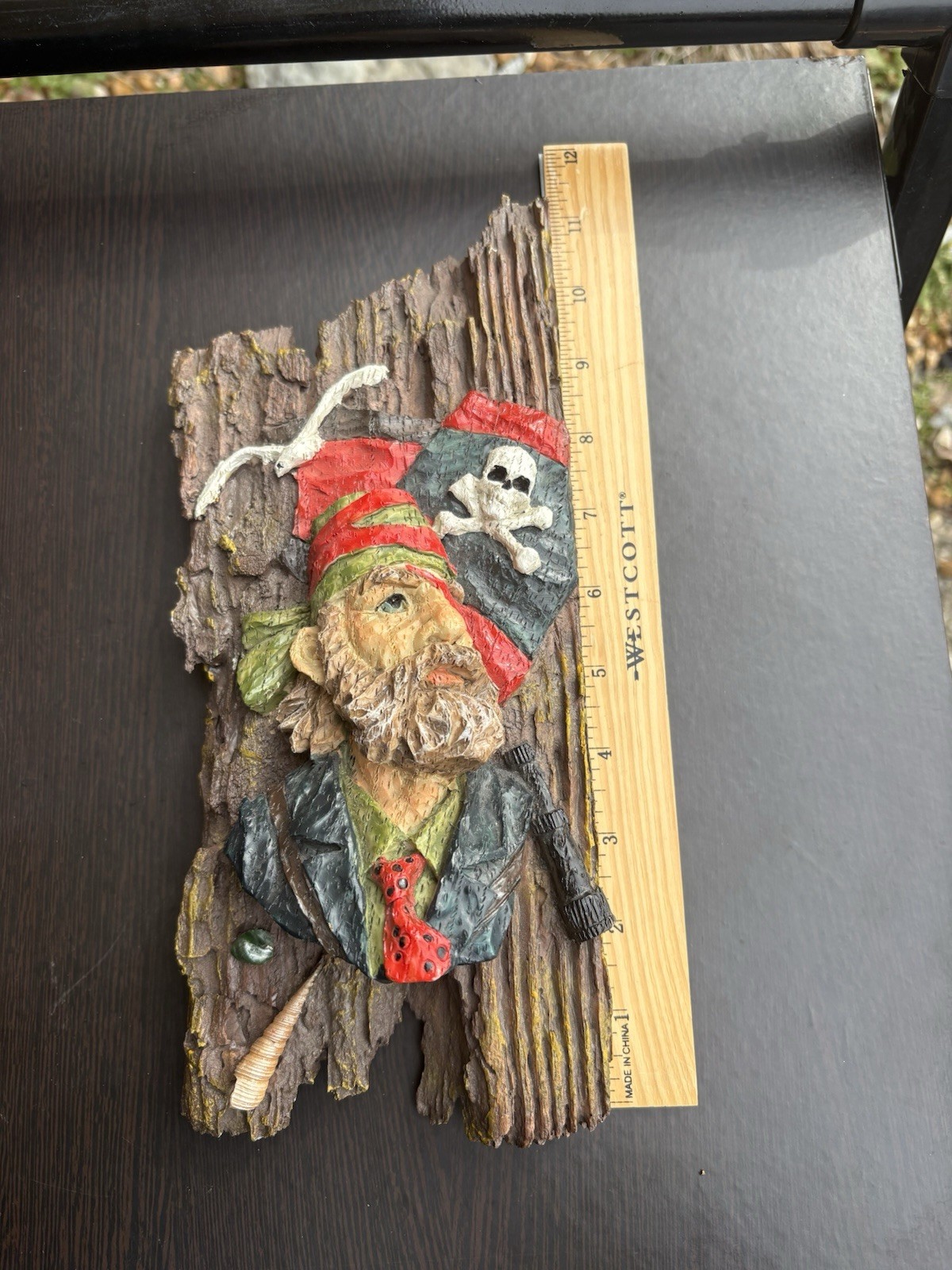 Vintage Pirate Wooden Wall Art Painted Hanging Art Plaque 11.5 Inches