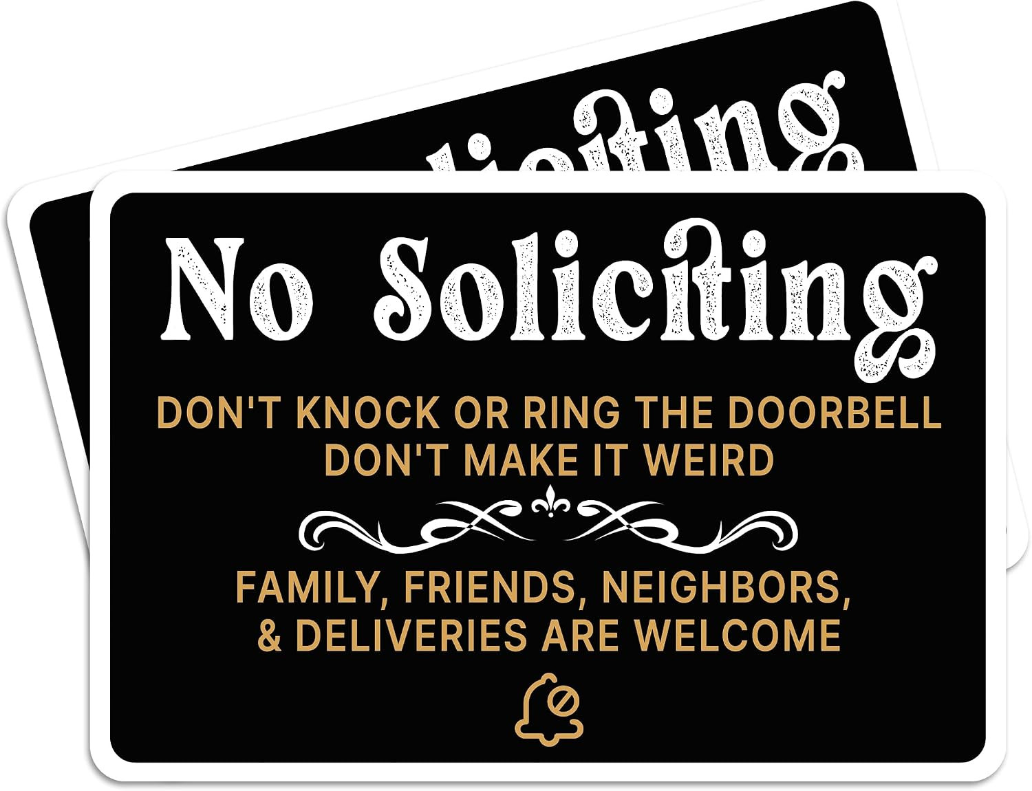 2 Pack No Soliciting Sign for Front Door,Self-Adhesive Elegant Do Not Knock or R