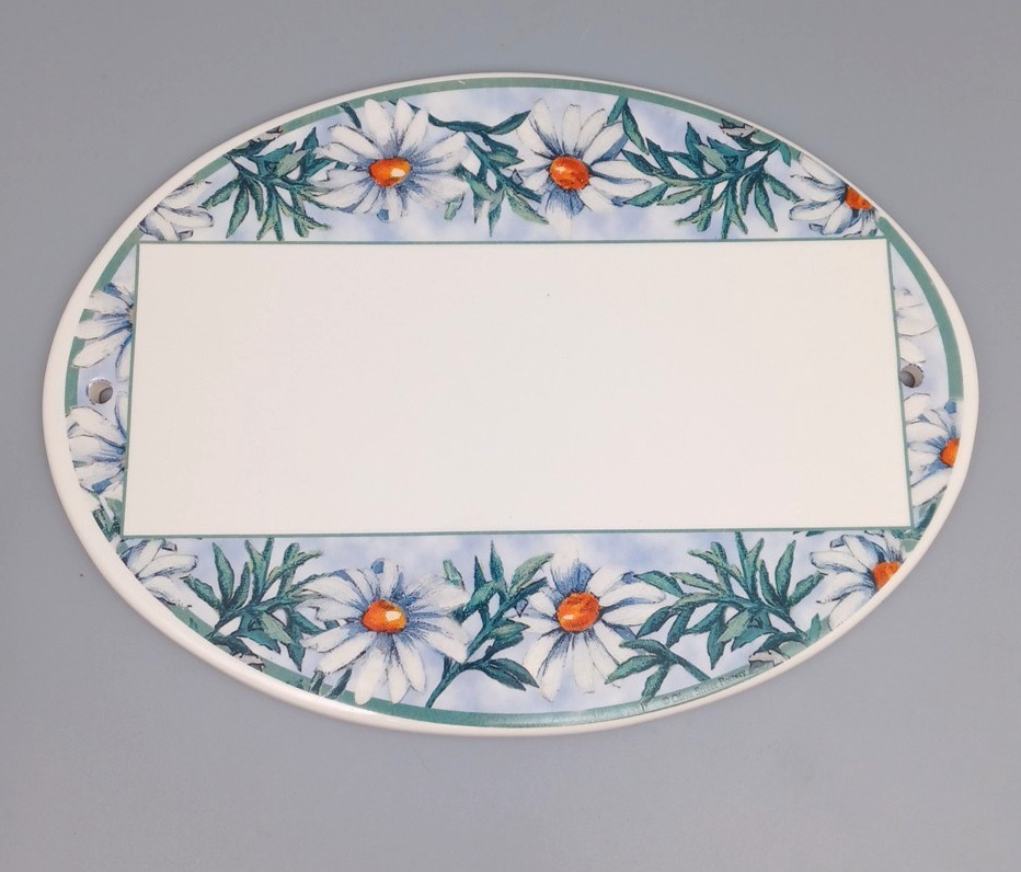 Olive Street Pottery Floral Ceramic Oval Custom Address Welcome Plaque
