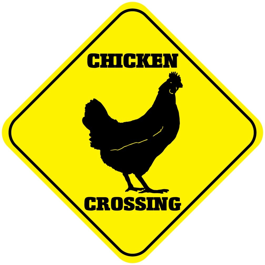 Yellow Aluminum Crossing Sign Chicken Cross Xing Style C Diamond Street Signal