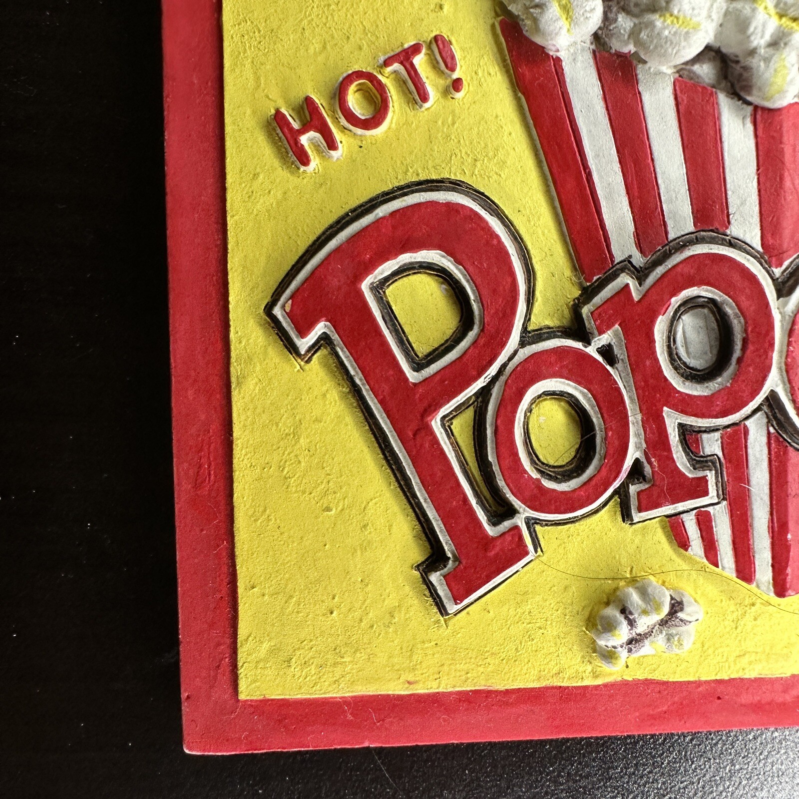 Vintage Sign, “Hot Buttery Fresh Popcorn” Hang Wall Art Deco Rare 5.5” Theatre